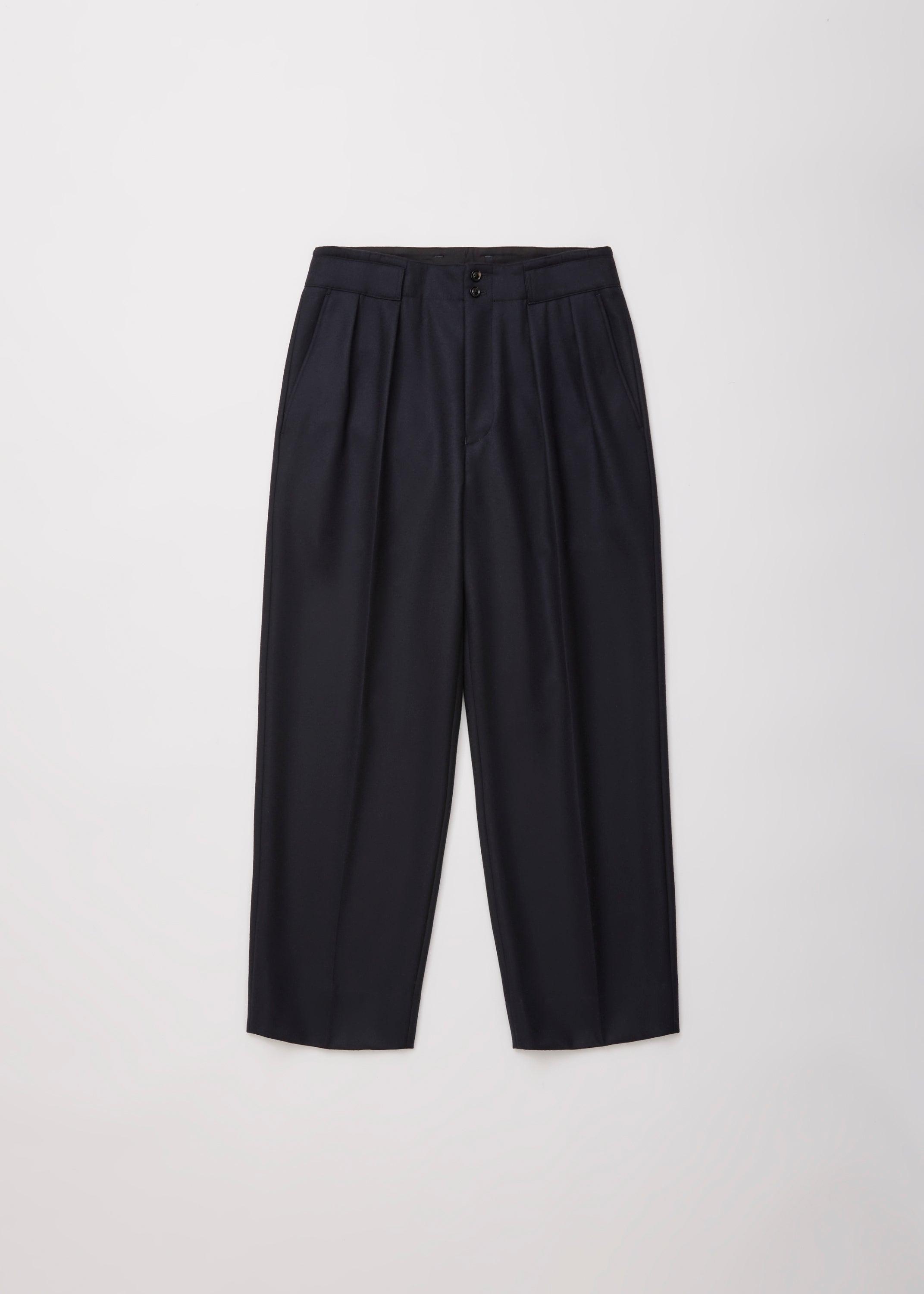 SUPER FINE LIGHT MELTON TUCKED TROUSERS