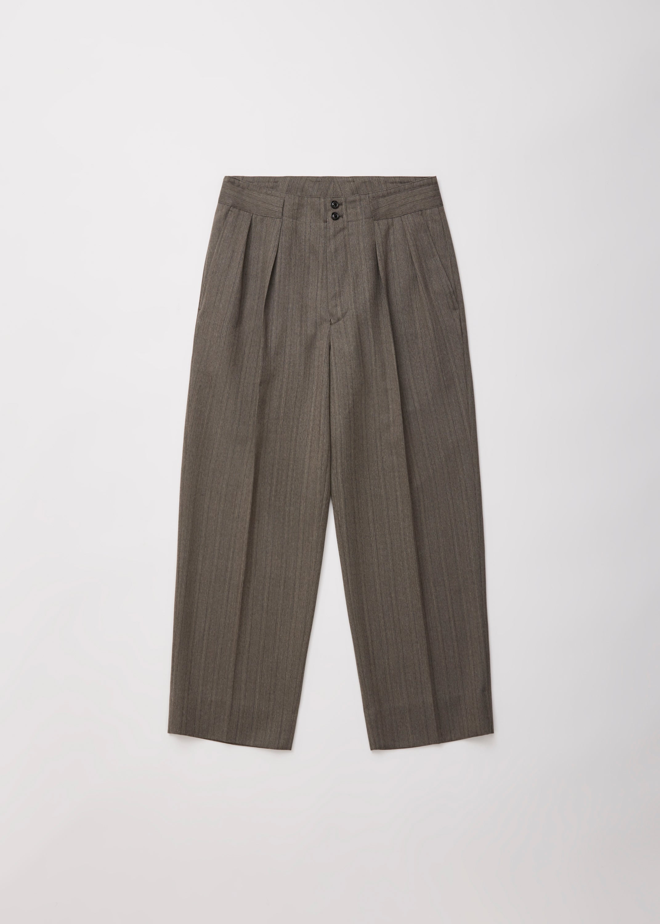 MELANGE HERRINGBONE STRIPE TUCKED TROUSERS