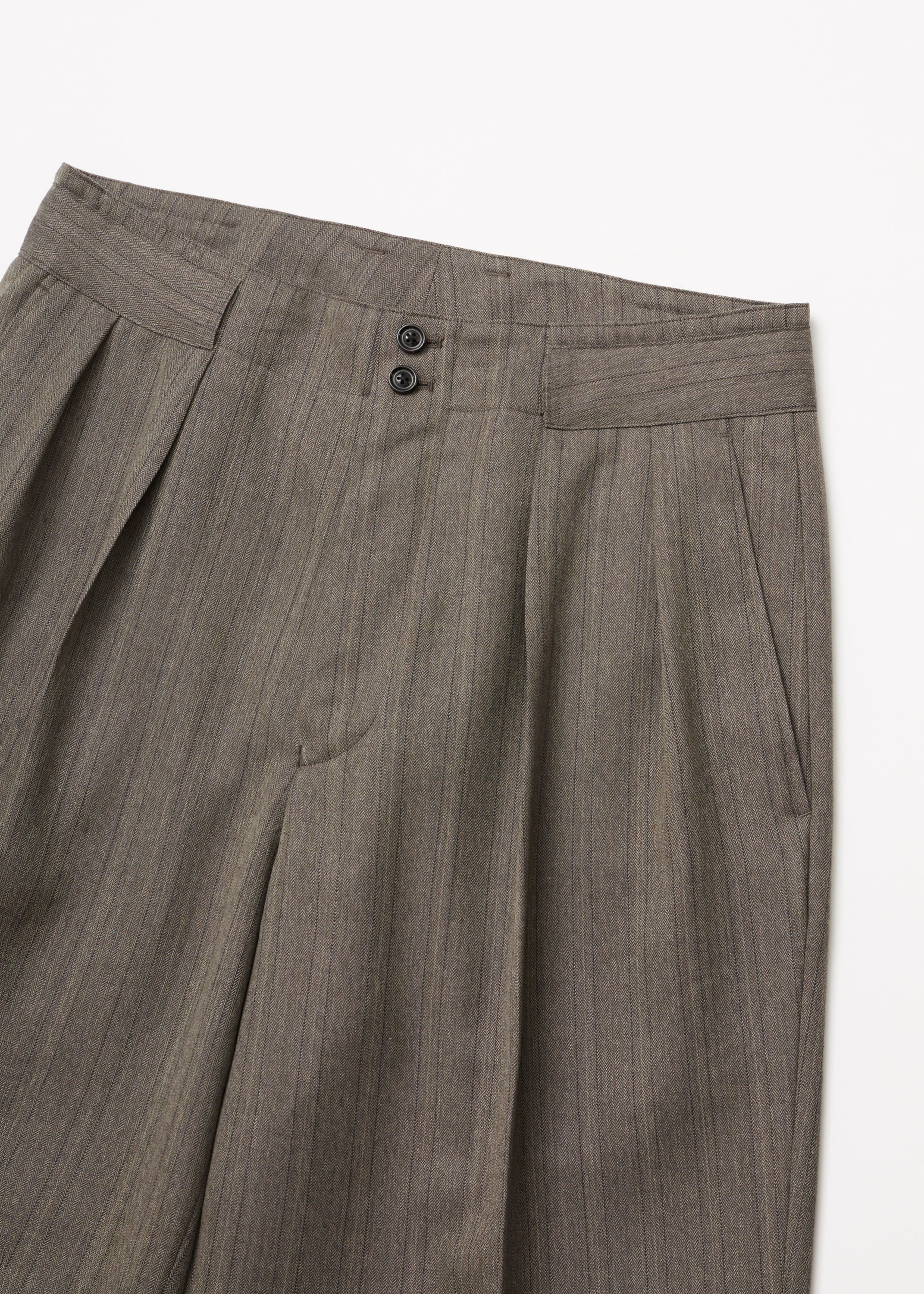 MELANGE HERRINGBONE STRIPE TUCKED TROUSERS