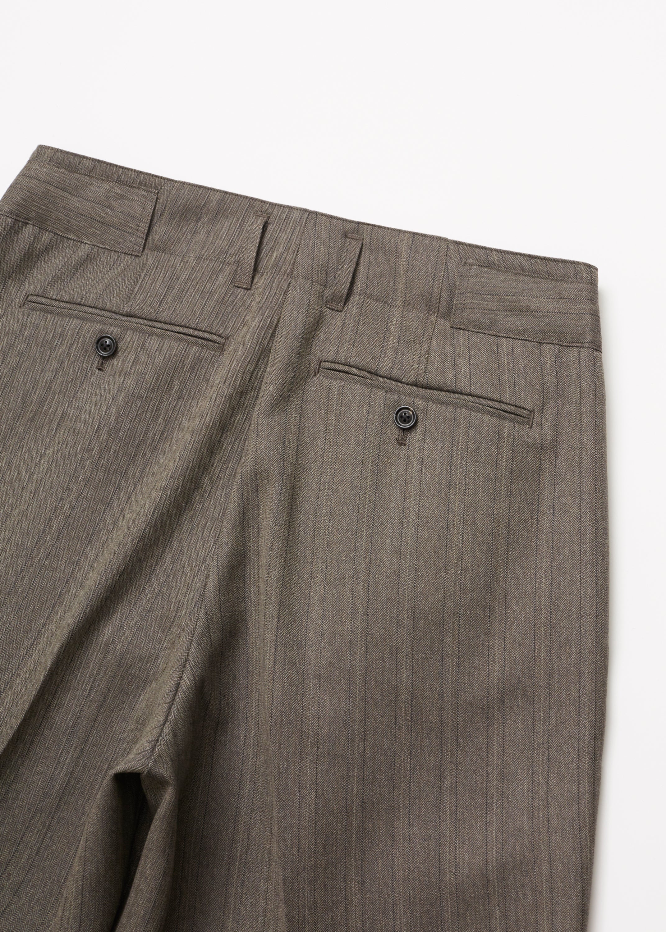 MELANGE HERRINGBONE STRIPE TUCKED TROUSERS