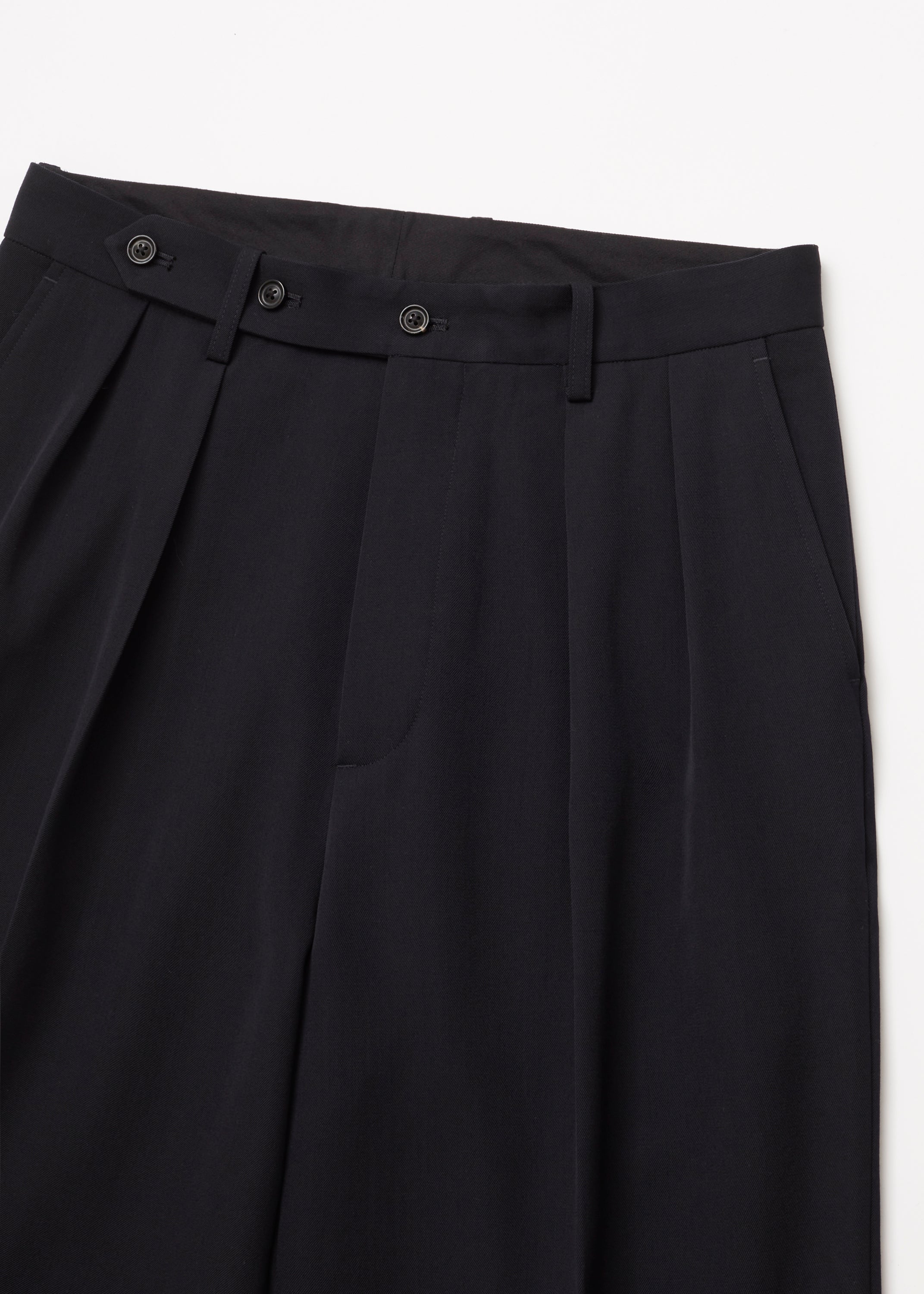 VINTAGE SOFT WOOL GABARDINE TUCKED TROUSERS