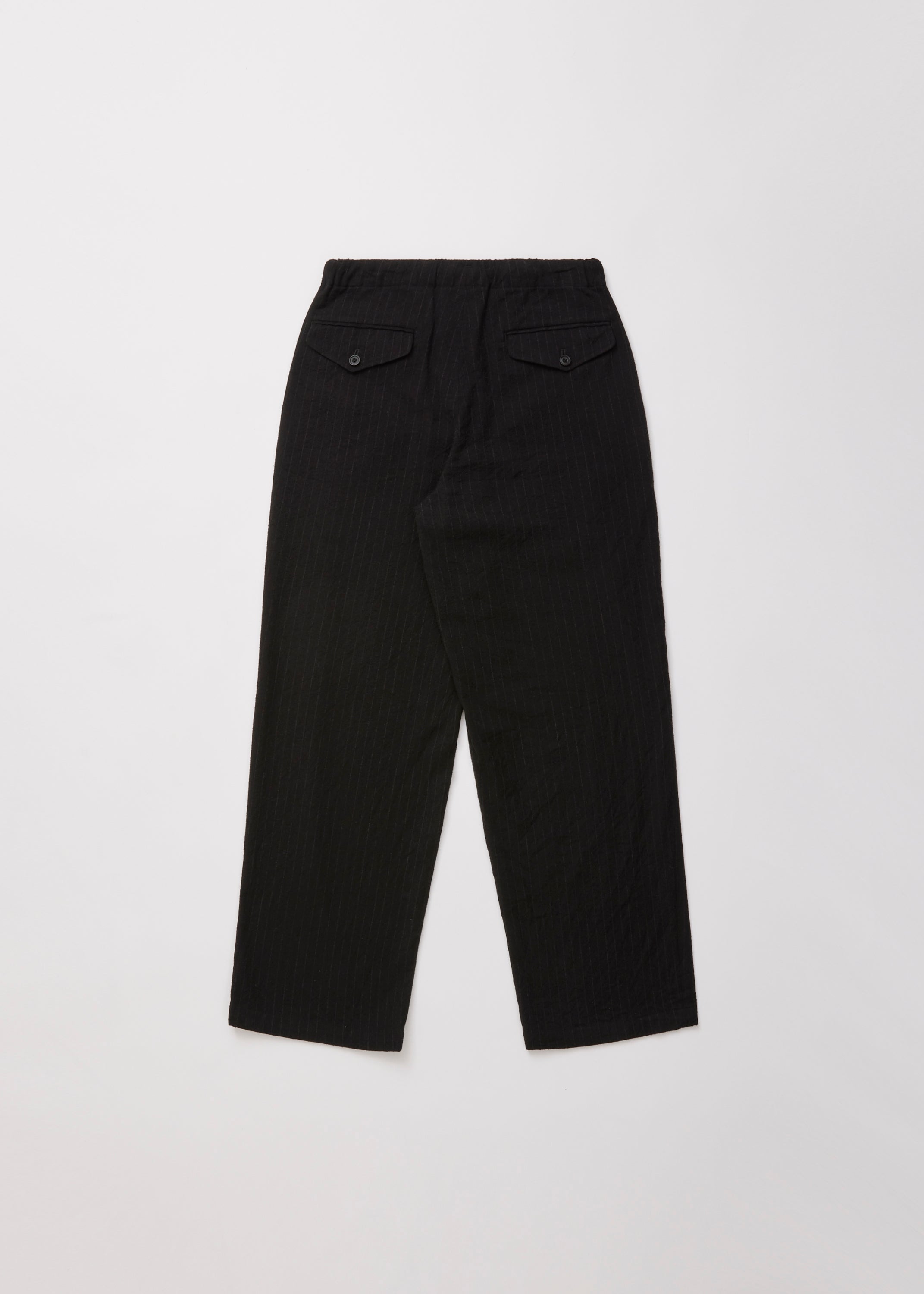 WASHED WOOL SILK STRIPE DRAWSTRING PANTS