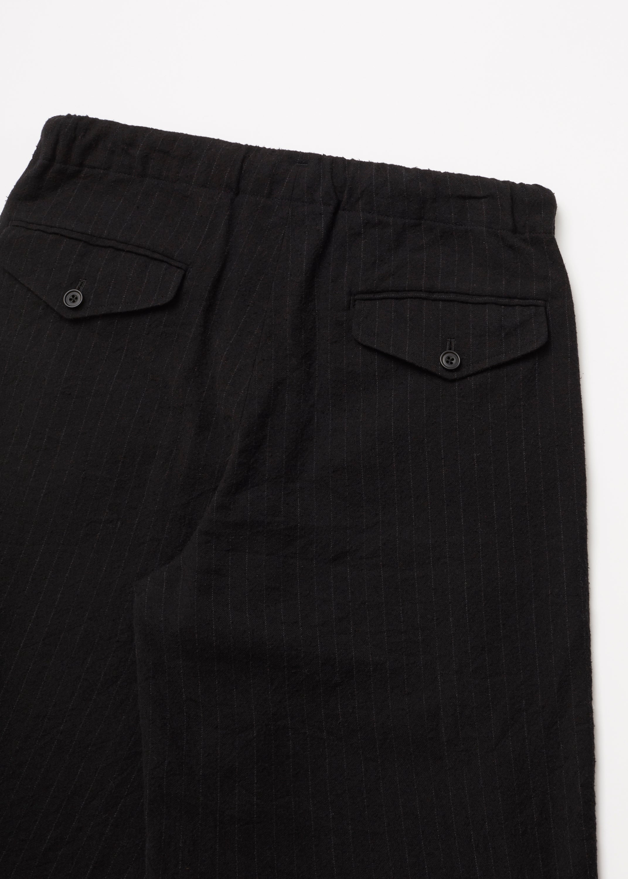WASHED WOOL SILK STRIPE DRAWSTRING PANTS
