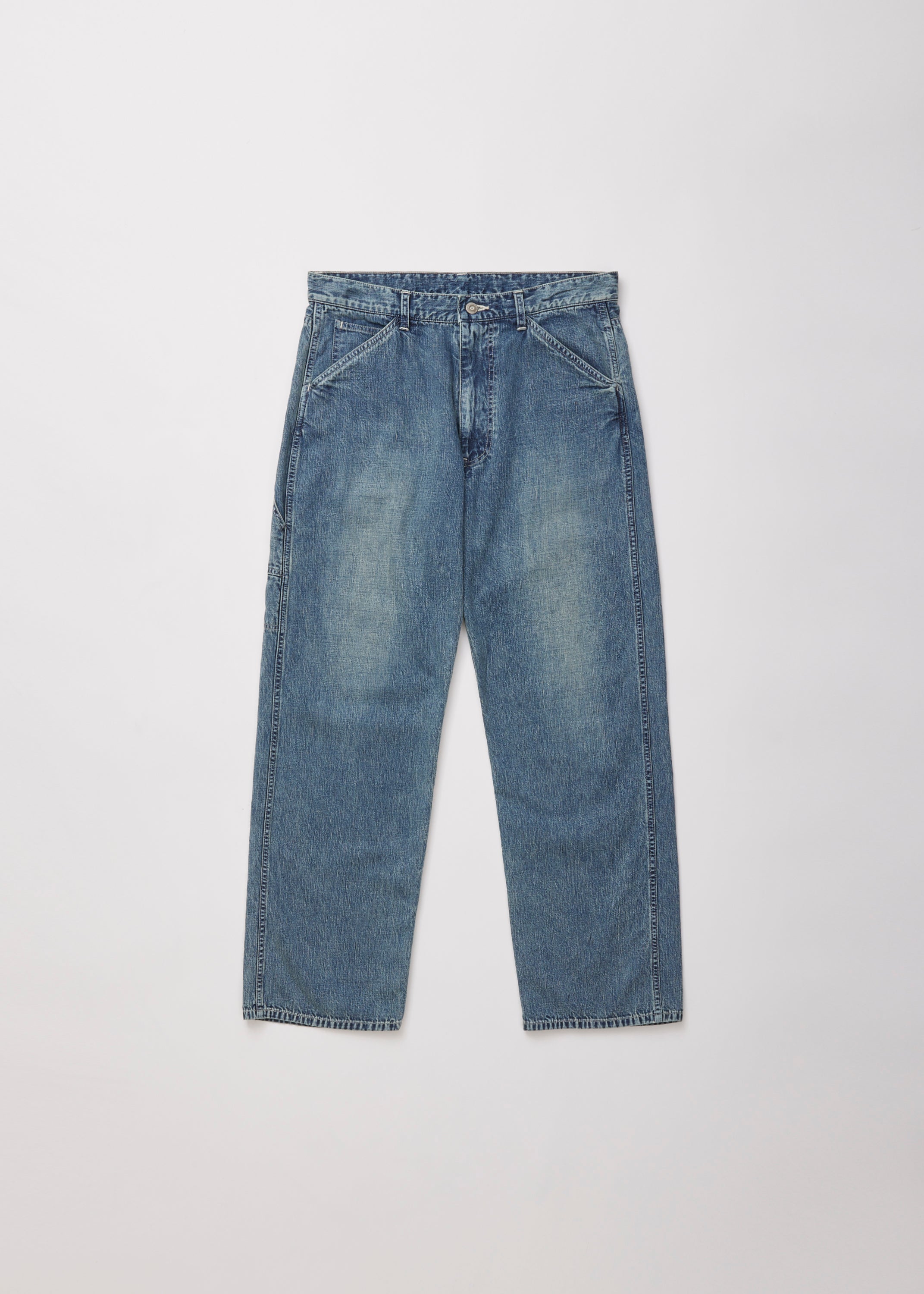 VINTAGE FADED LIGHT DENIM PAINTER PANTS