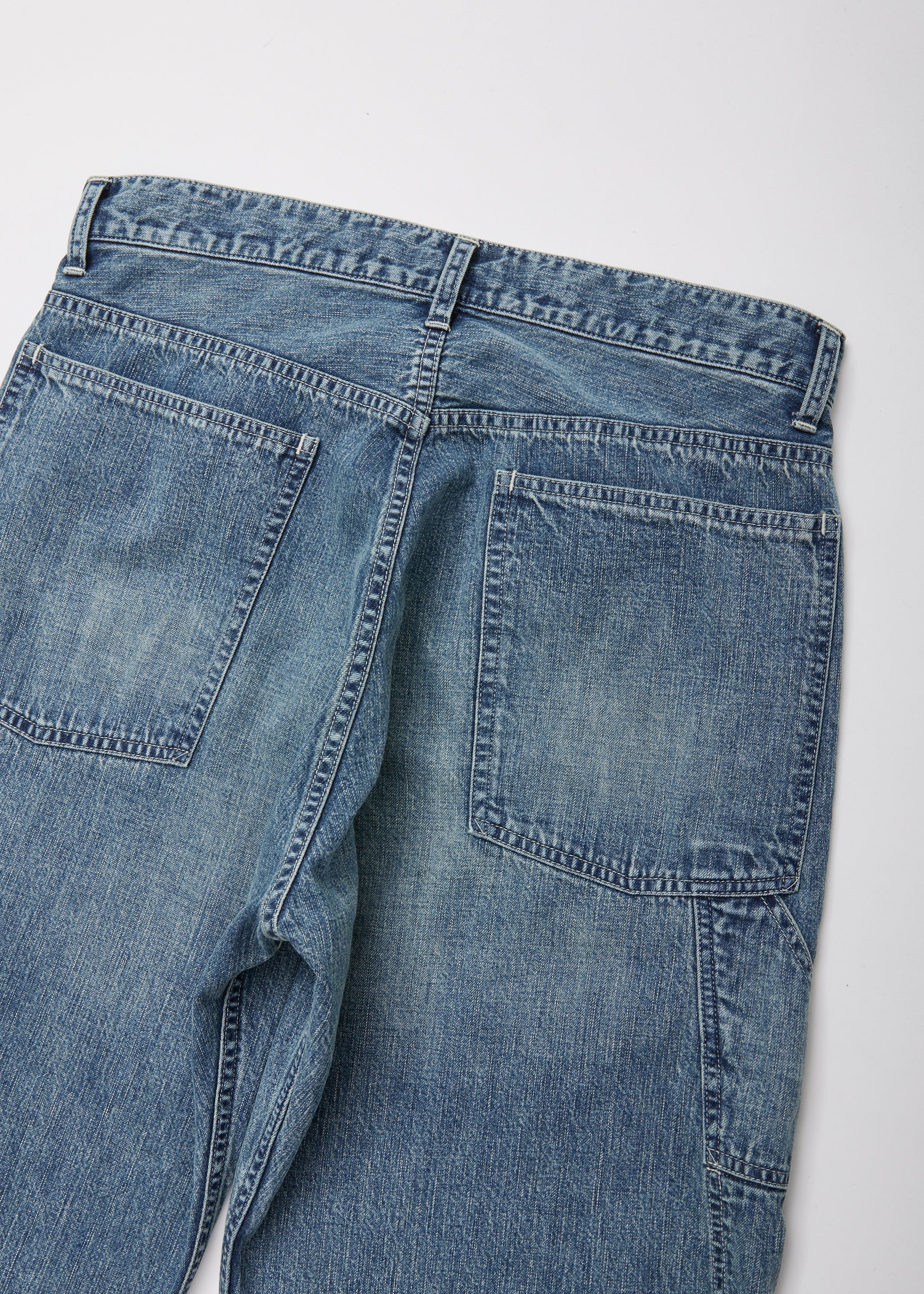 VINTAGE FADED LIGHT DENIM PAINTER PANTS
