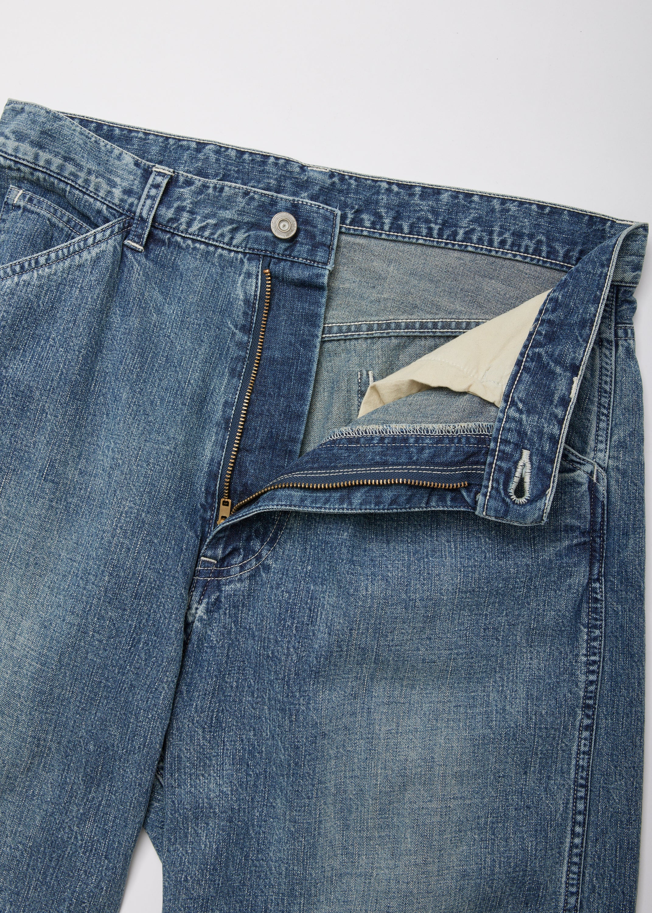 VINTAGE FADED LIGHT DENIM PAINTER PANTS