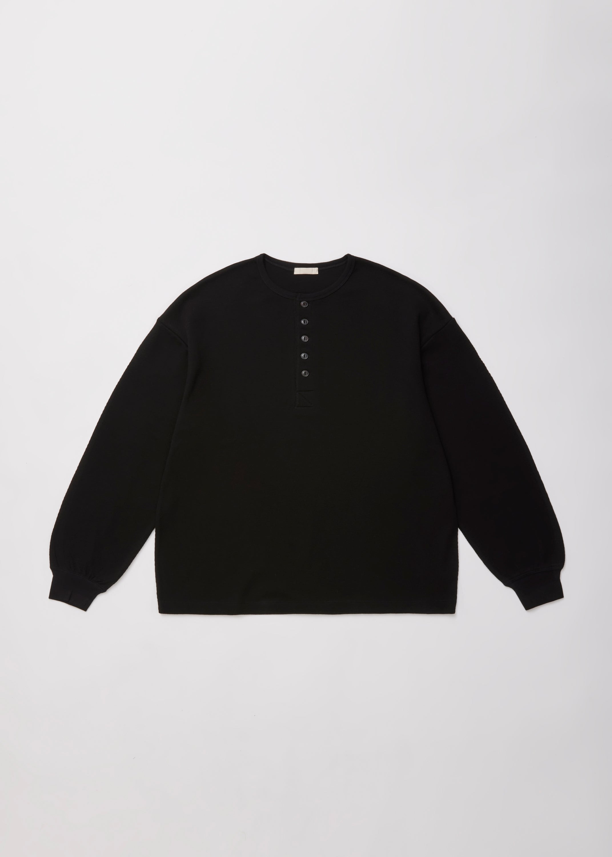 C/CASH HONEYCOMB HENLEY-NECK TOP
