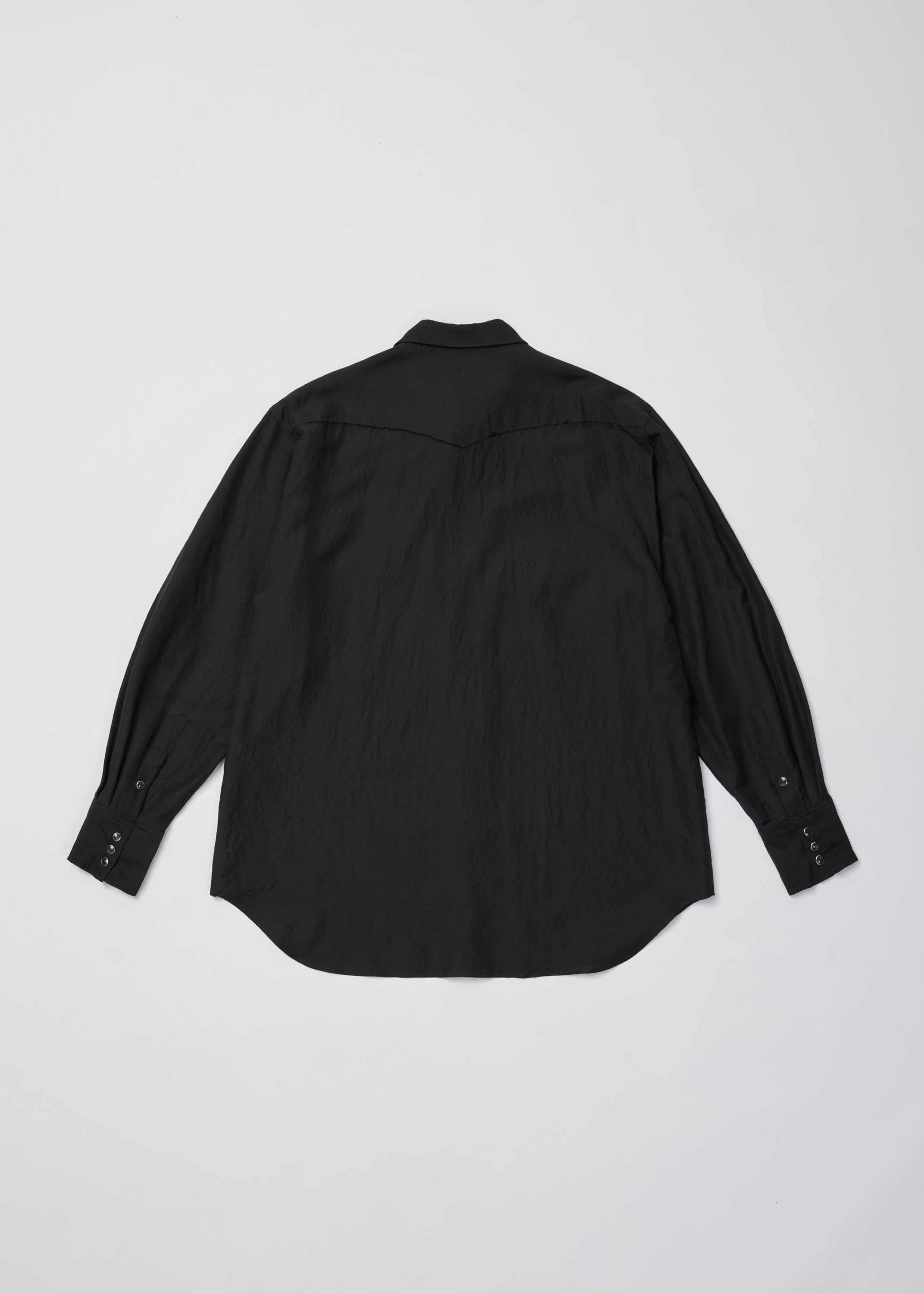 WASHED WOOL SILK TWILL WESTERN SHIRT