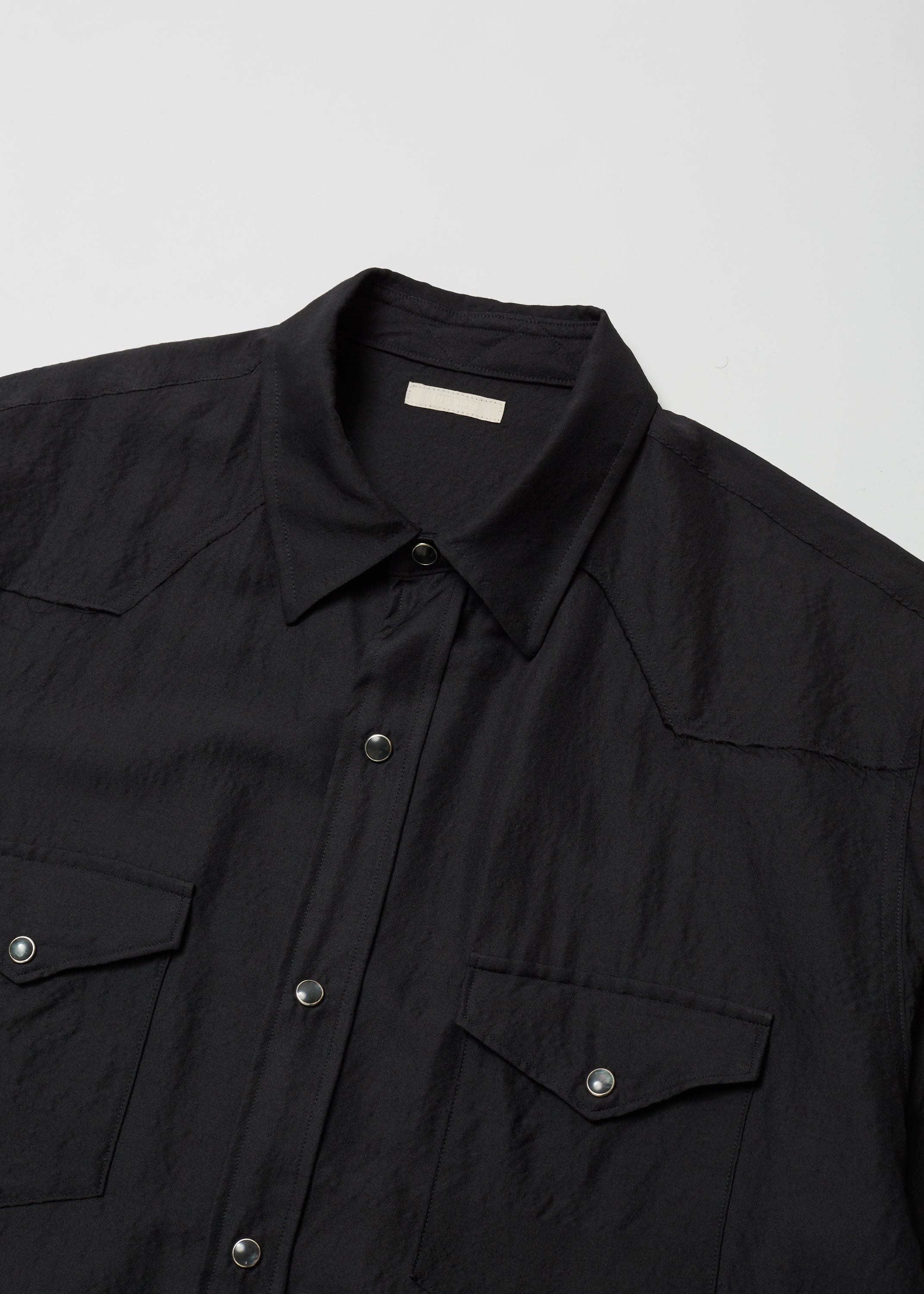 WASHED WOOL SILK TWILL WESTERN SHIRT
