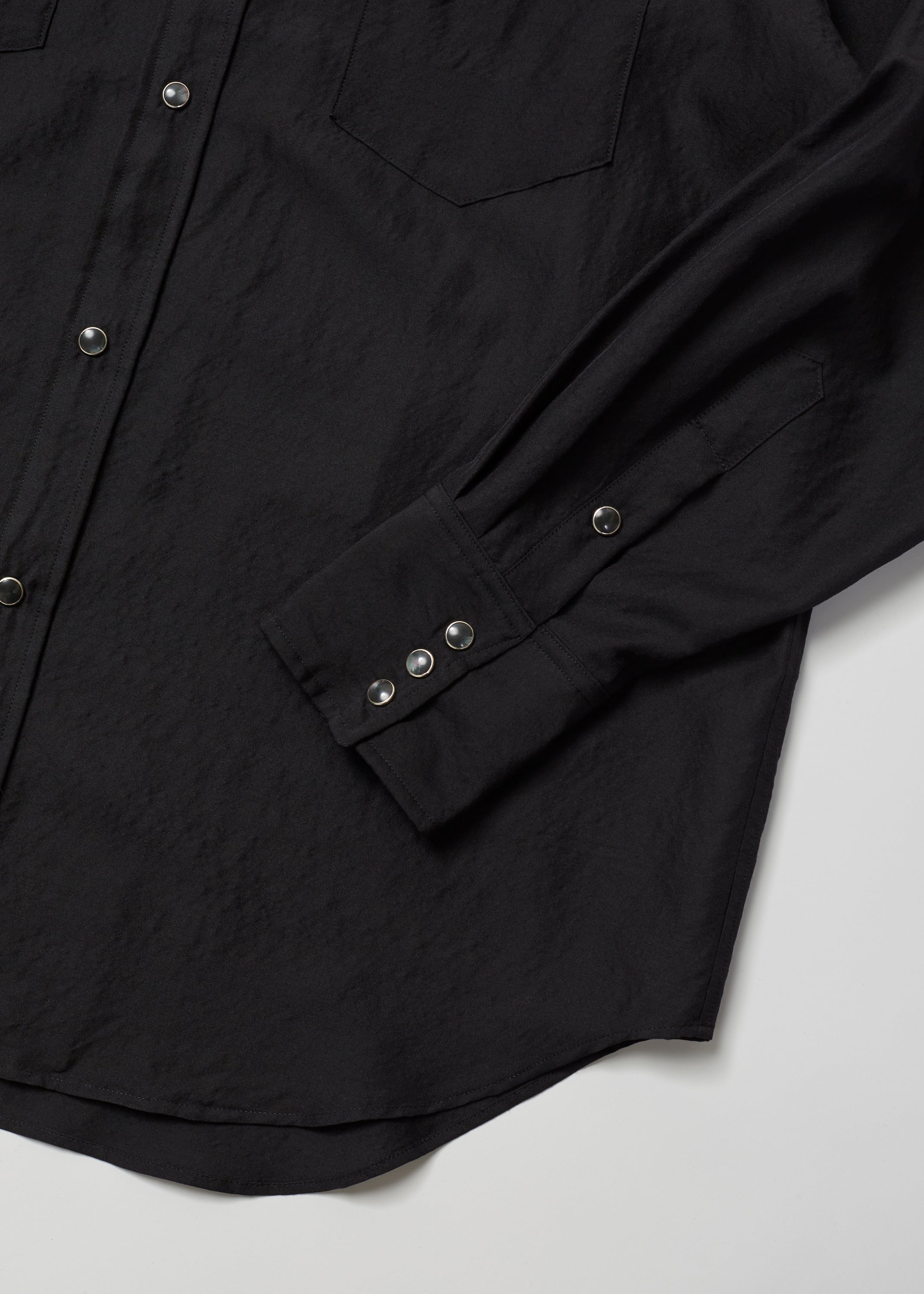 WASHED WOOL SILK TWILL WESTERN SHIRT