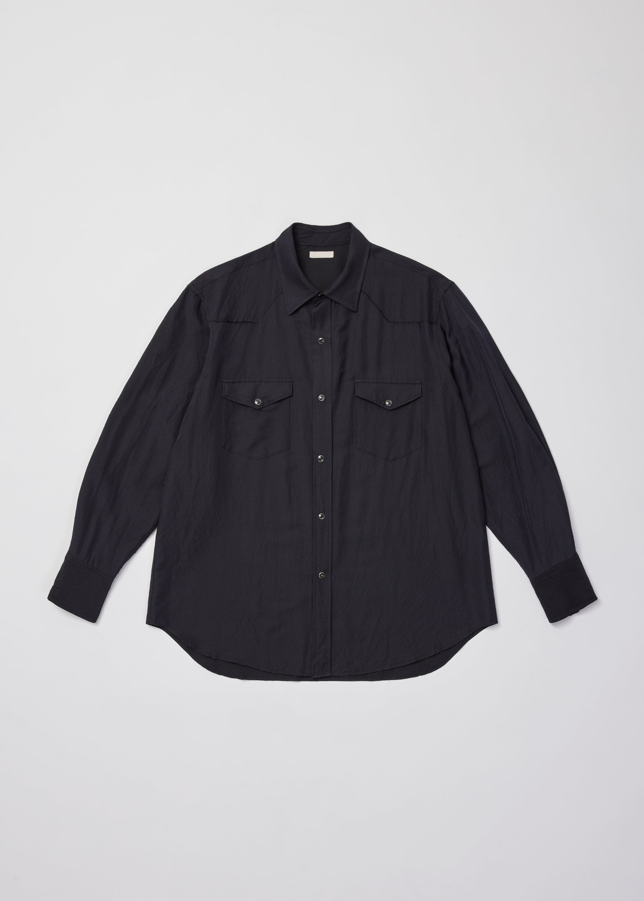 WASHED WOOL SILK TWILL WESTERN SHIRT