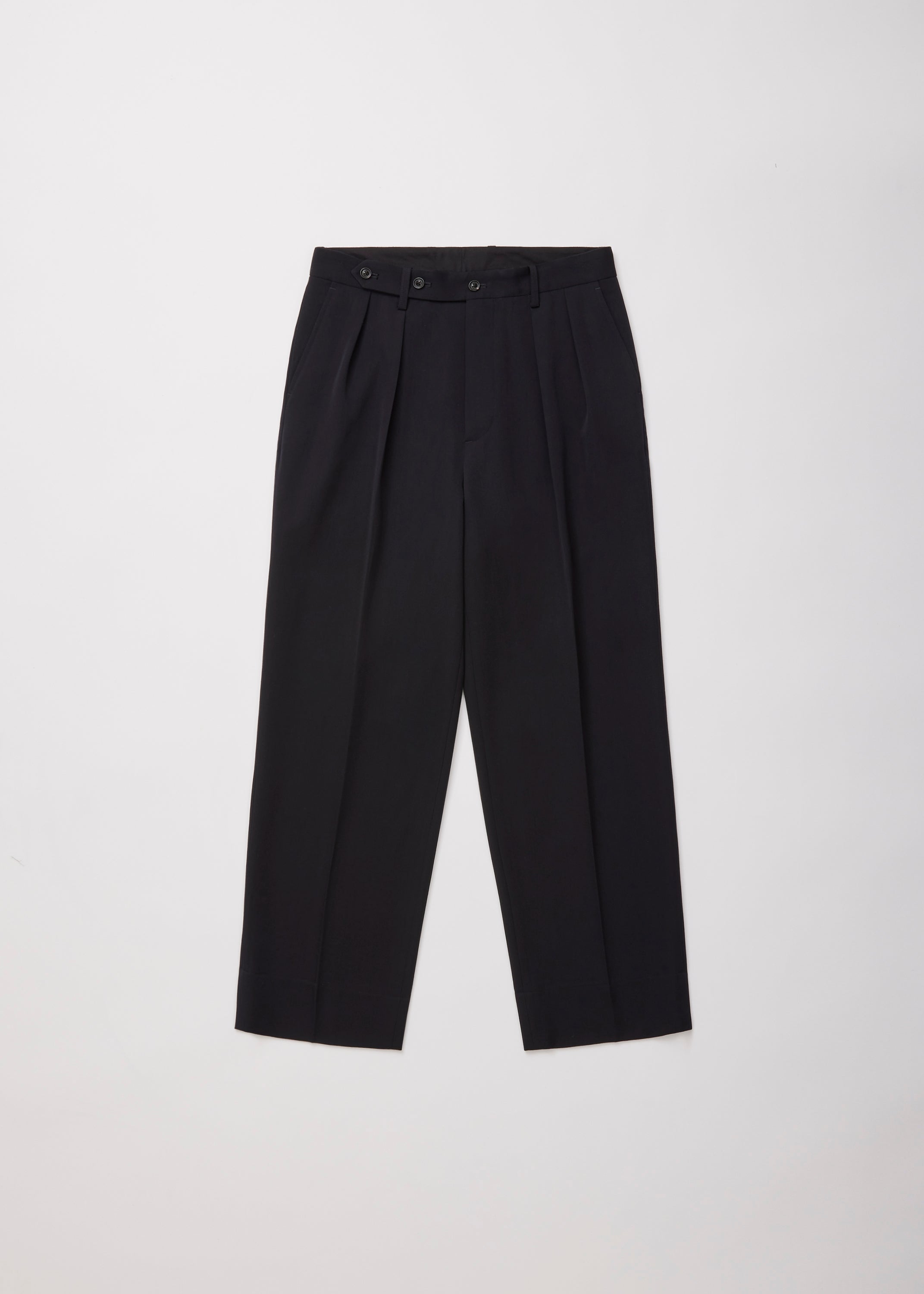 VINTAGE SOFT WOOL GABARDINE TUCKED TROUSERS