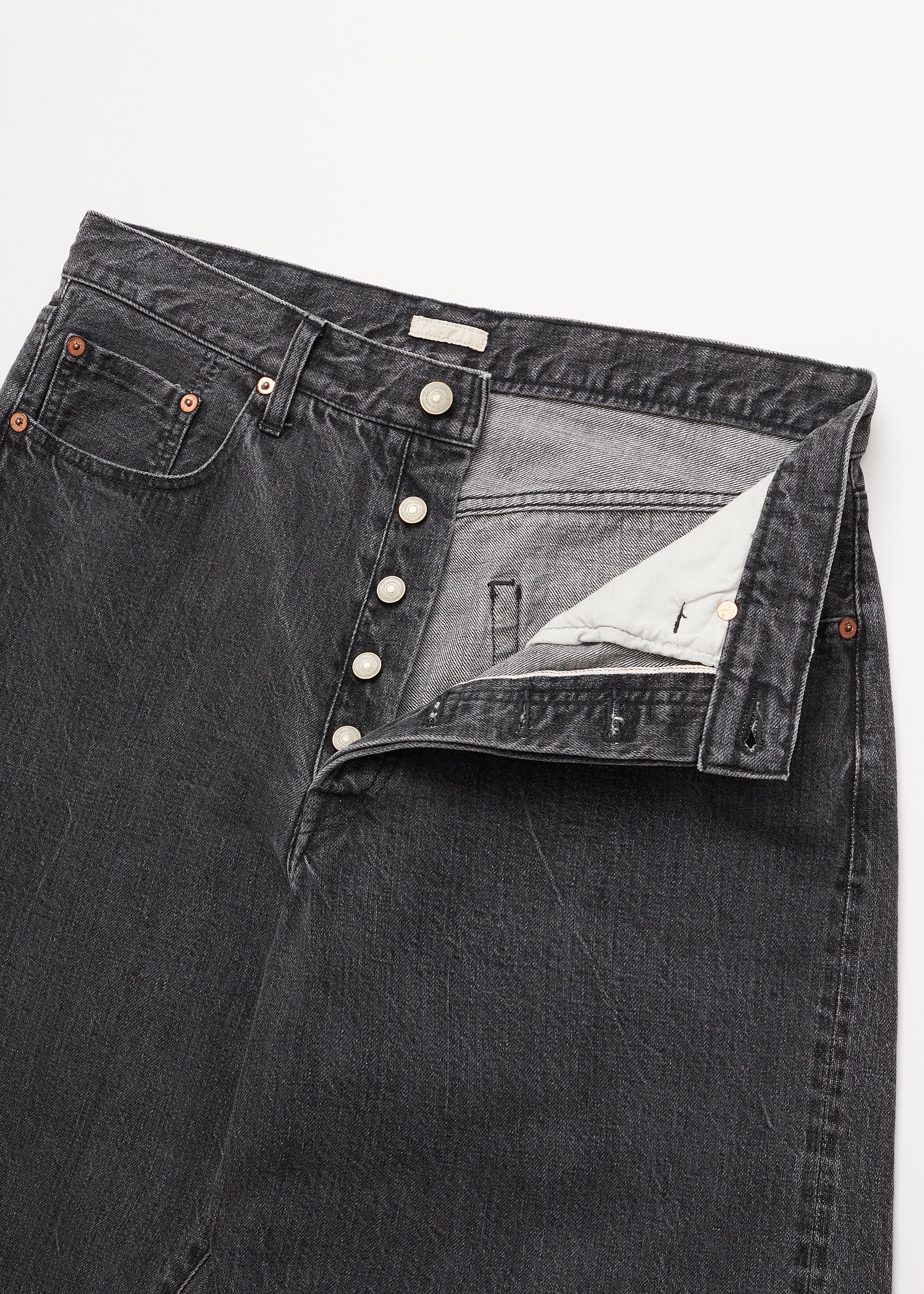 WASHED SELVEDGE BLACK DENIM 5P PANTS