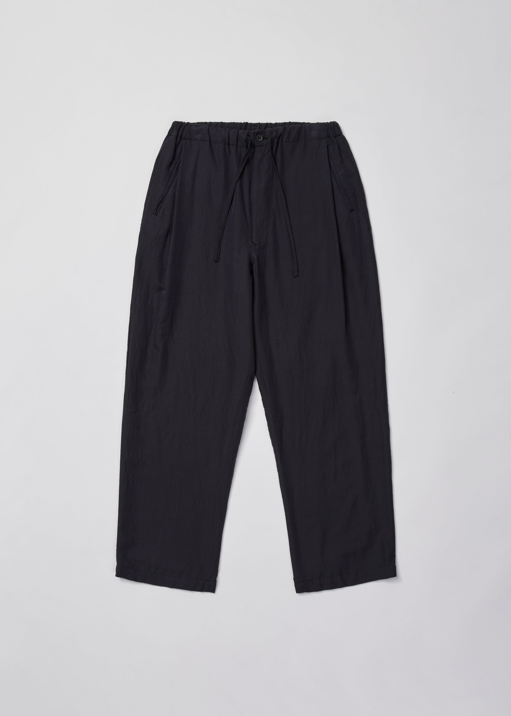 WASHED WOOL SILK TWILL DRAWSTRING PANTS