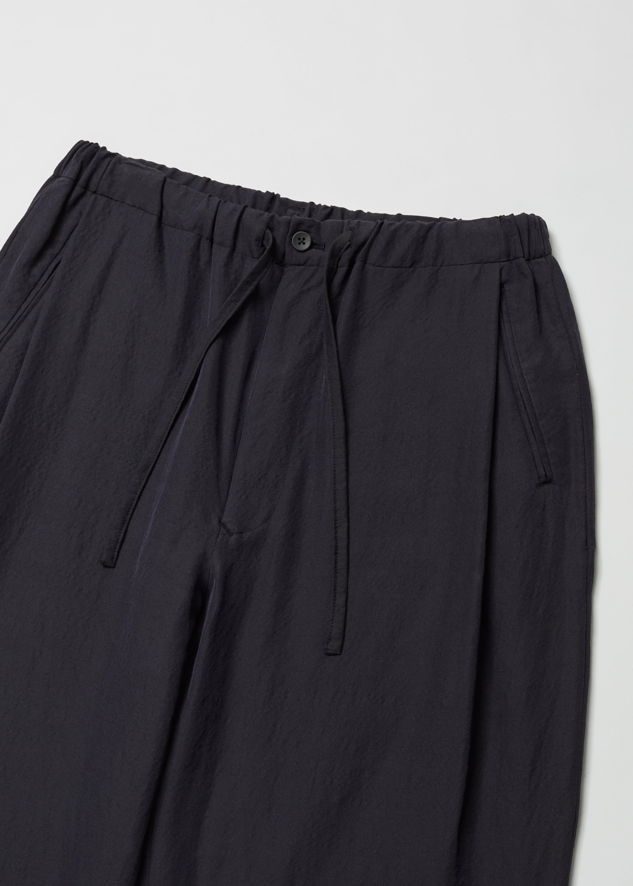WASHED WOOL SILK TWILL DRAWSTRING PANTS