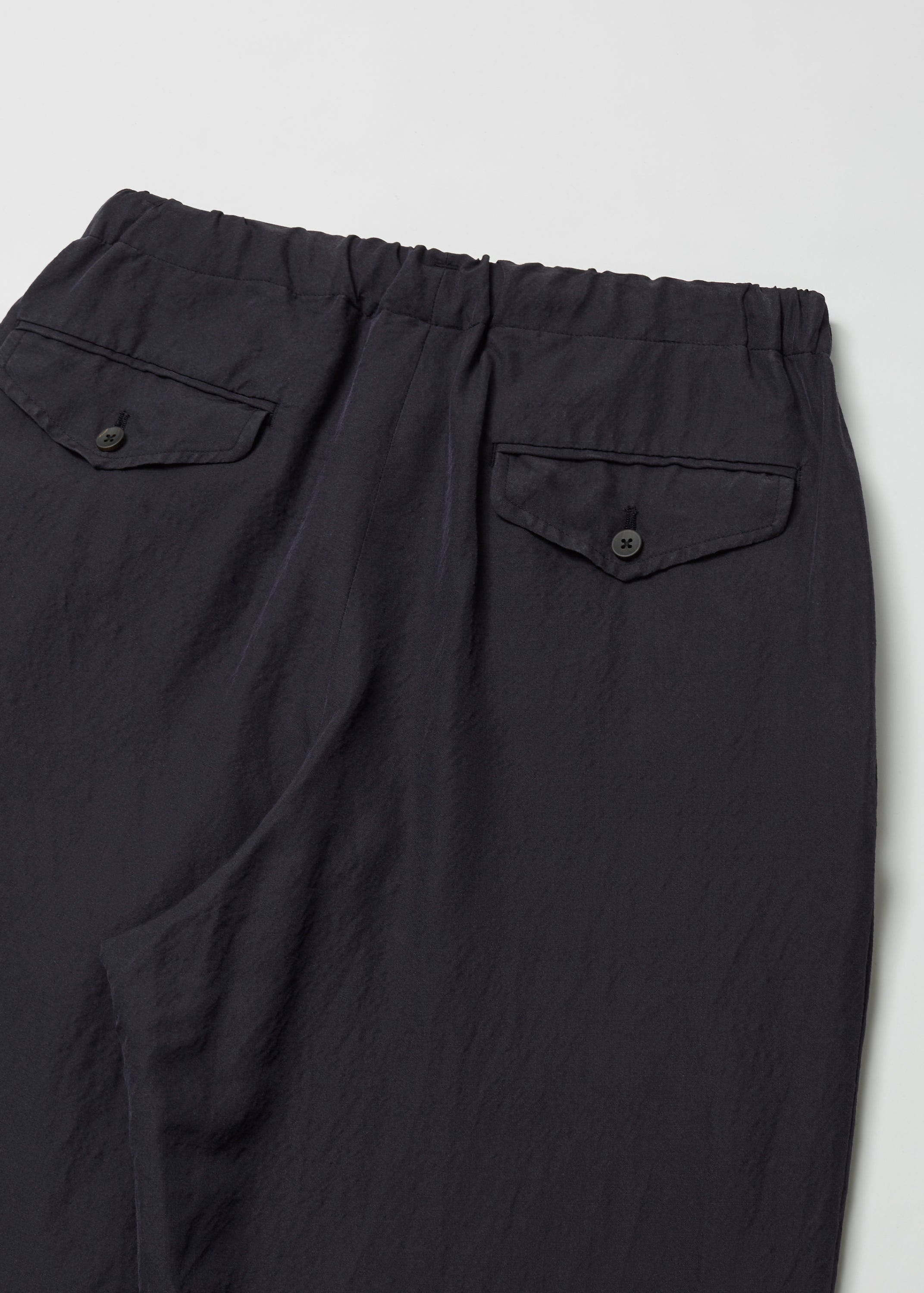 WASHED WOOL SILK TWILL DRAWSTRING PANTS