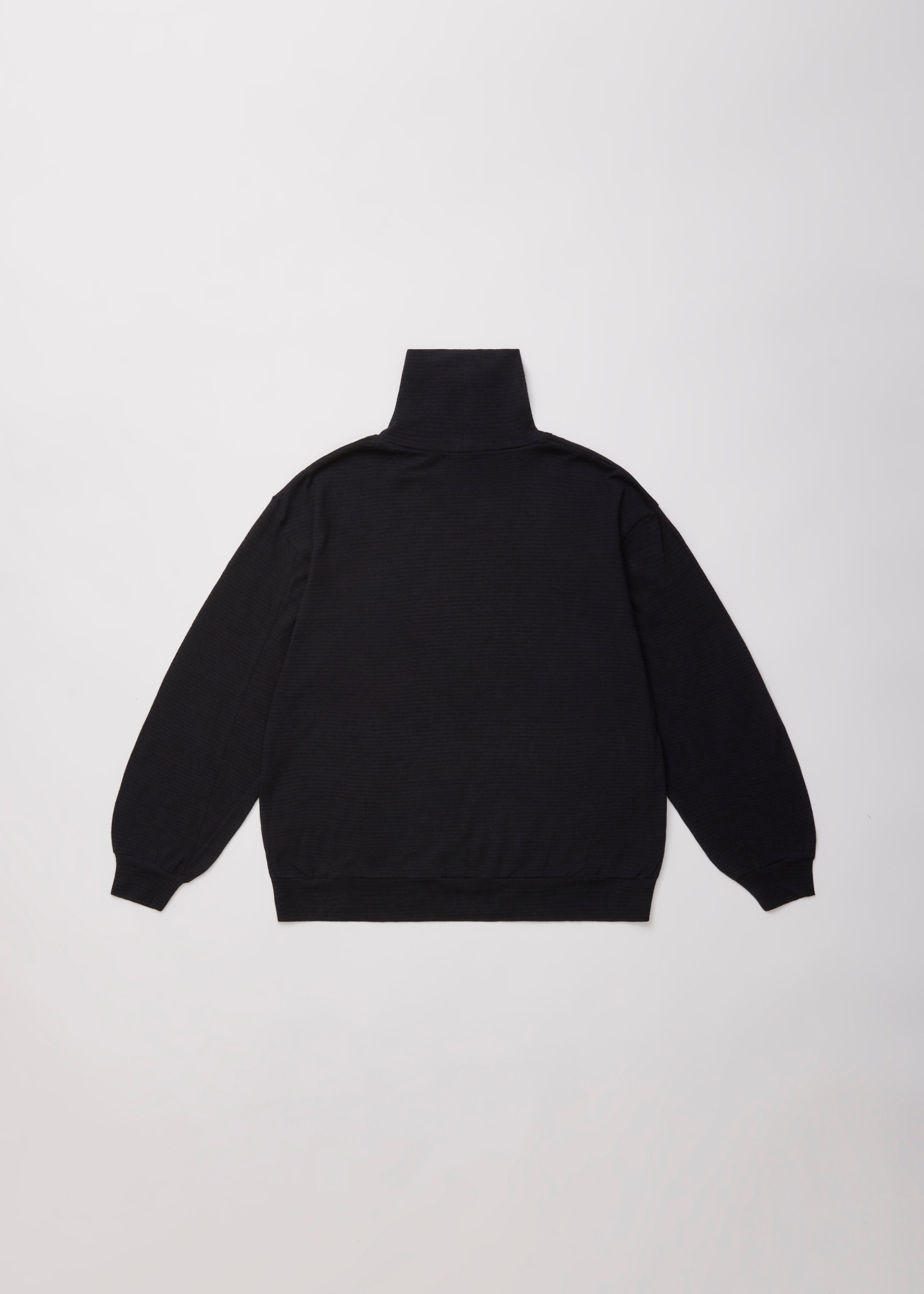 SUPER FINE WOOL COTTON TURTLE-NECK TOP (BORDER STRIPE )