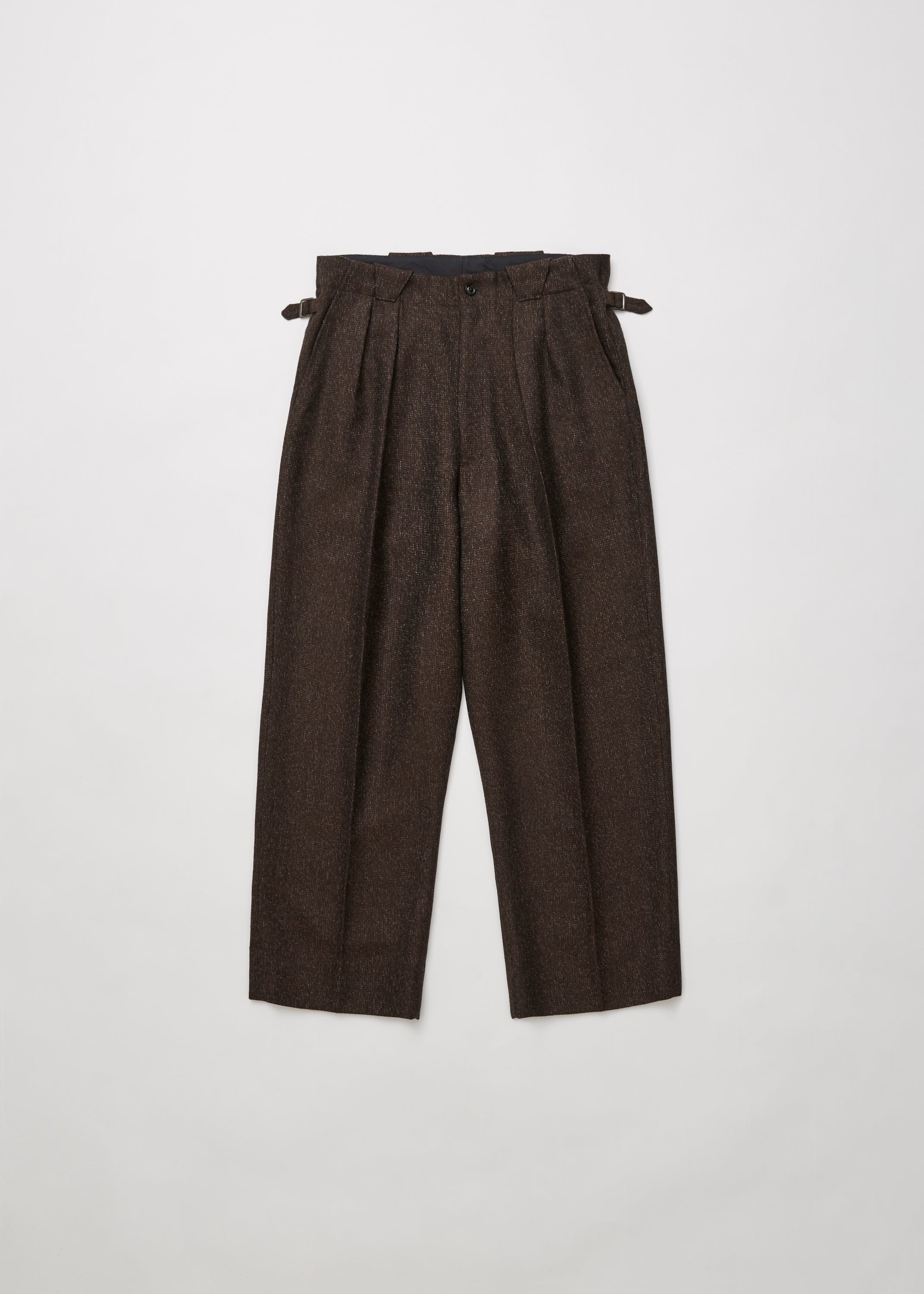 MELANGE CHAIN TWILL TUCKED TROUSERS