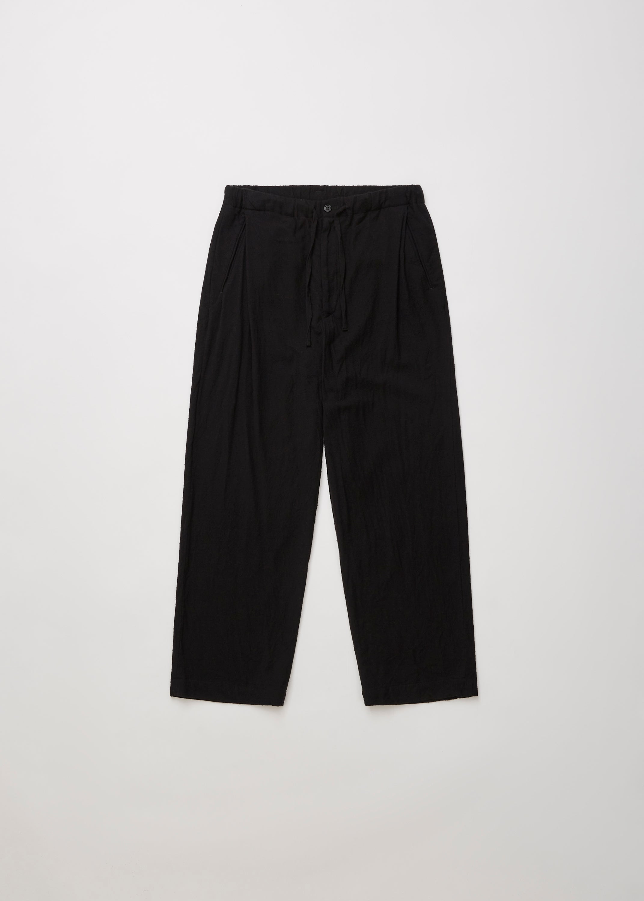 WASHED WOOL/SILK TWILL DRAWSTRING PANTS