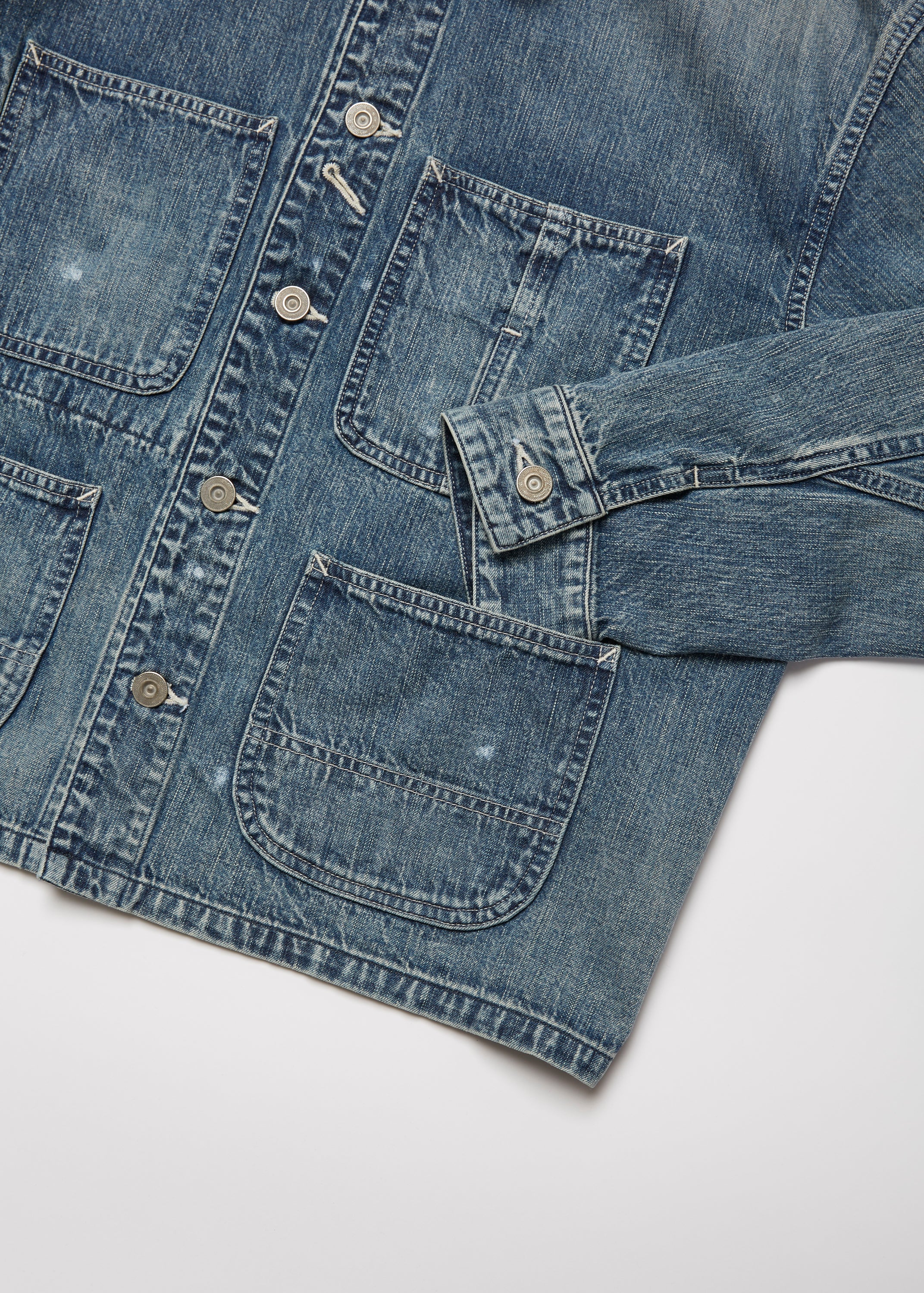 FADED LIGHT DENIM SHORT COVERALL