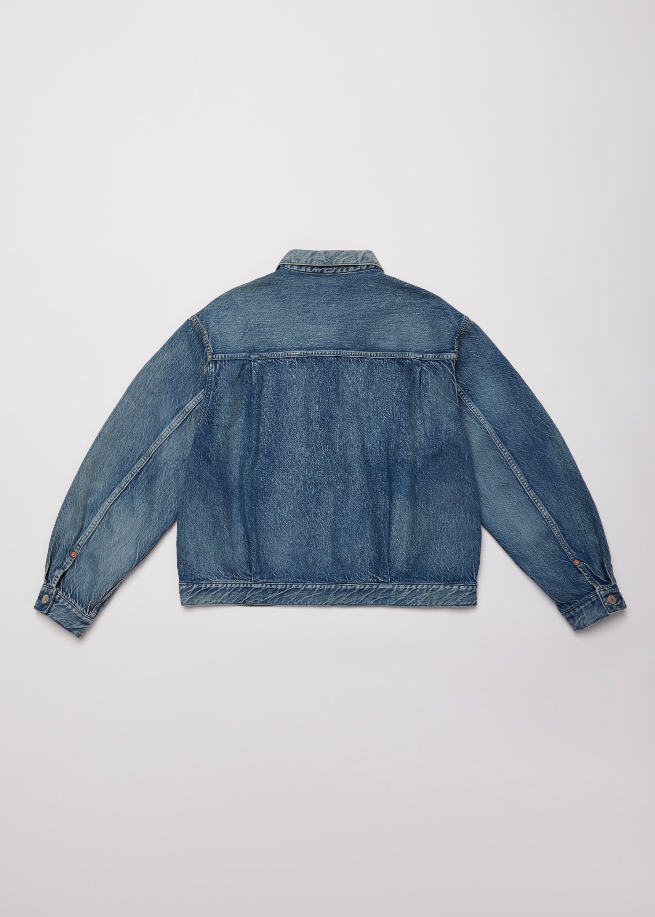VINTAGE WASHED SELVEDGE DENIM PLEATED JKT