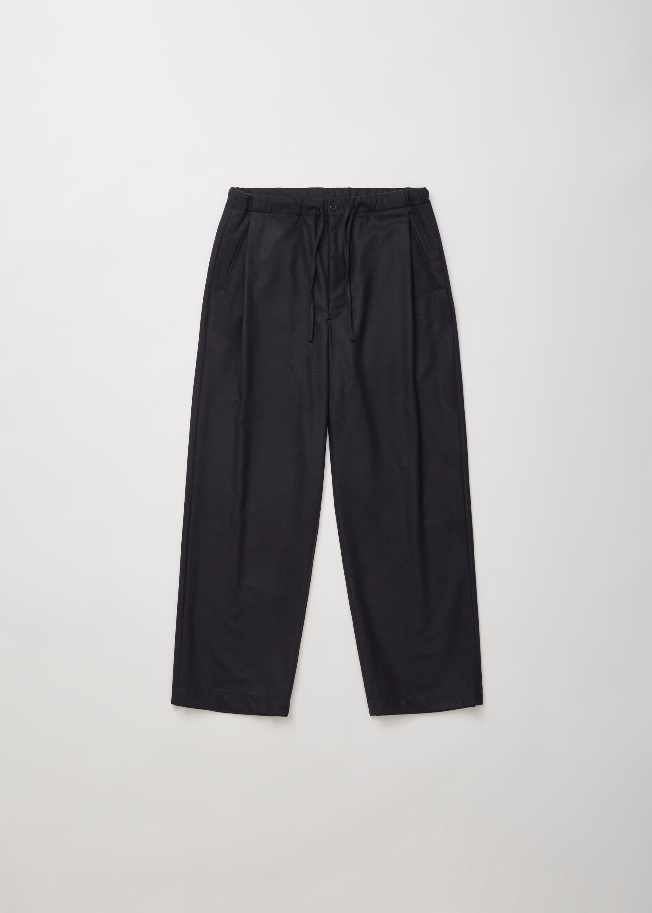 SUPER FINE WOOL CHECKED DRAWSTRING PANTS