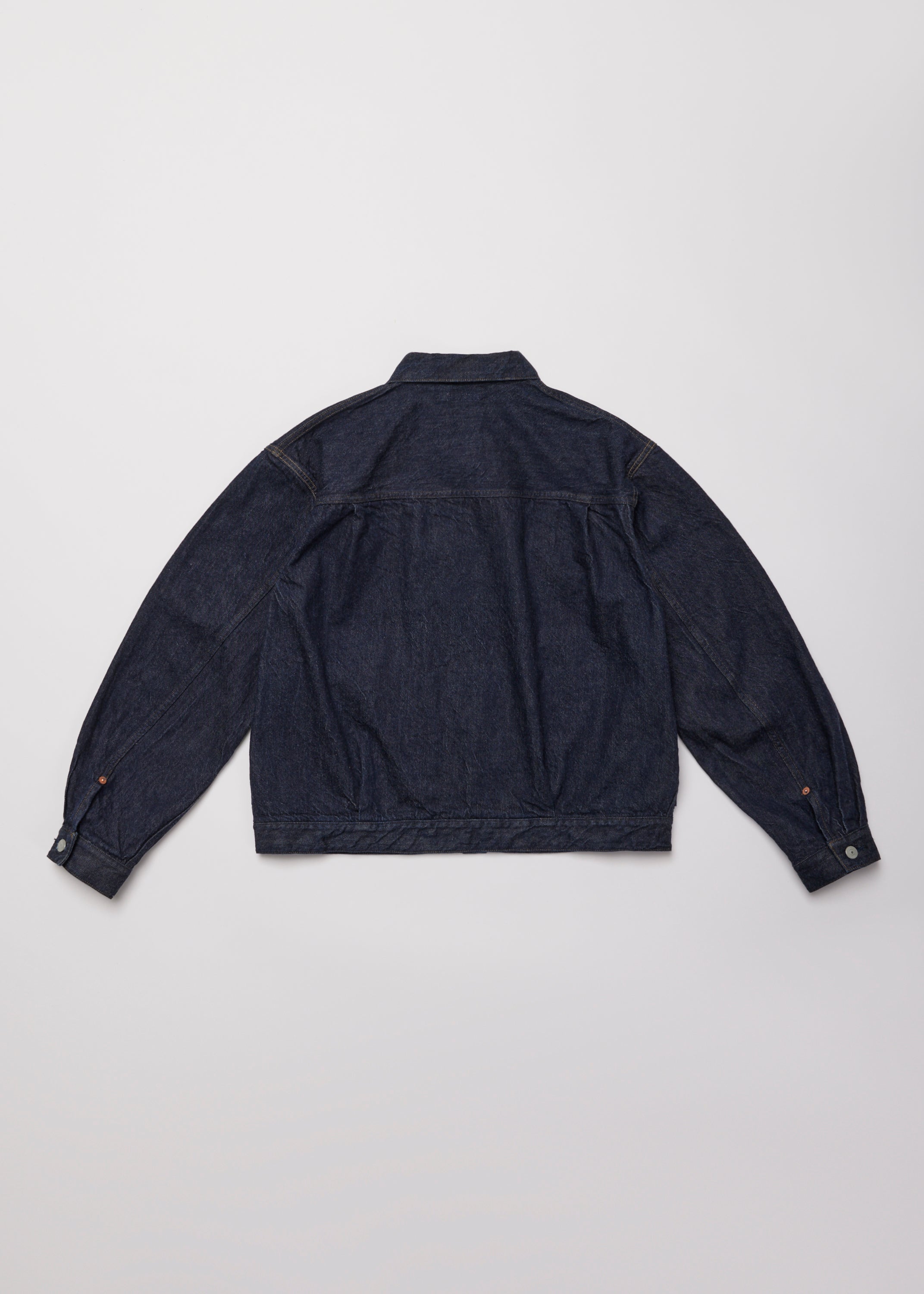 WASHED SELVEDGE DENIM PLEATED JKT