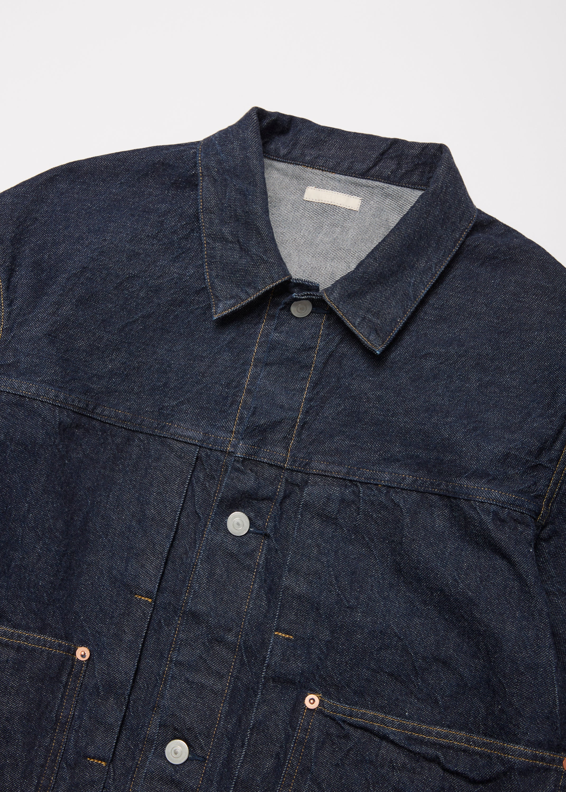 WASHED SELVEDGE DENIM PLEATED JKT