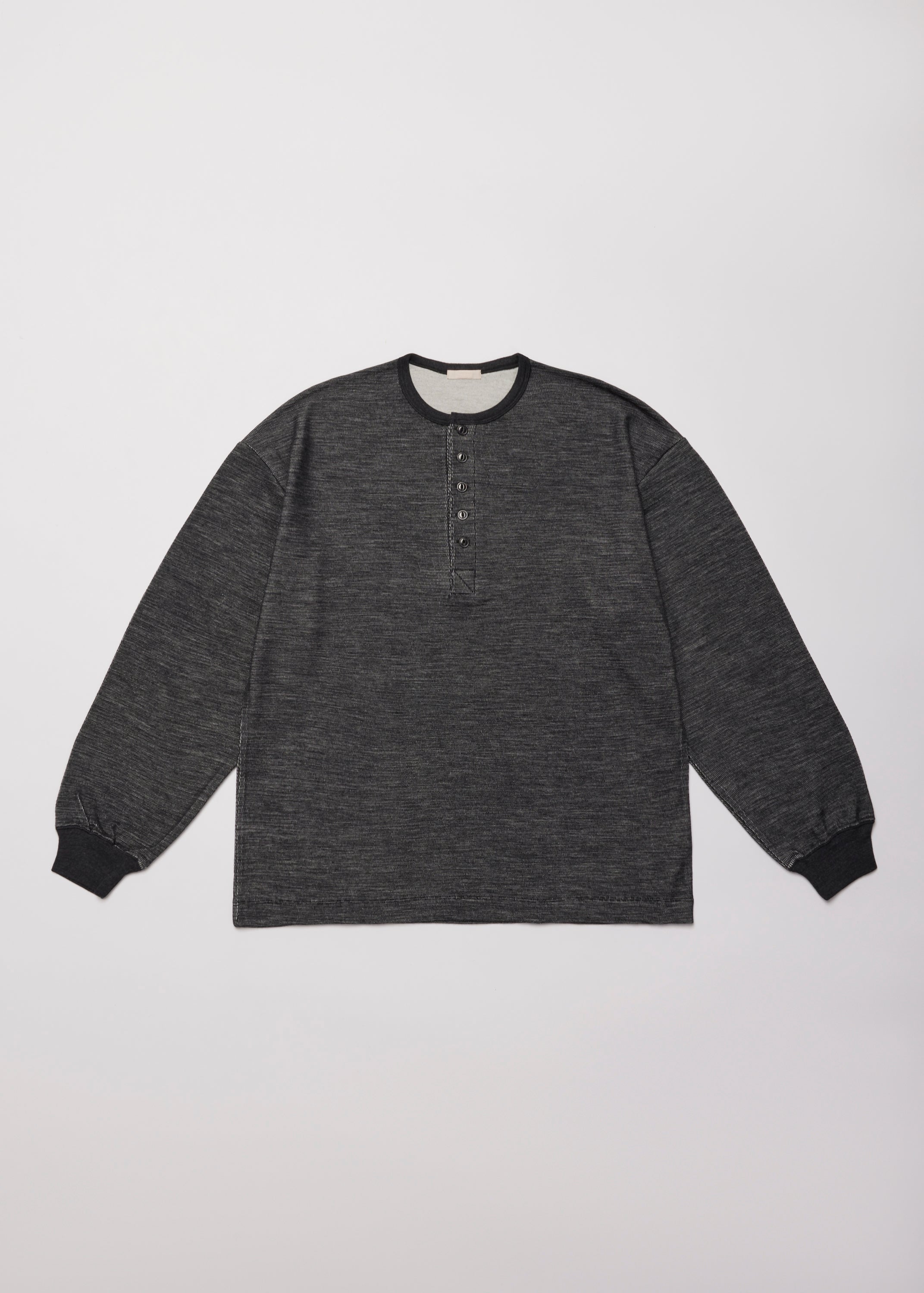 W/C HONEYCOMB HENLEY-NECK TOP
