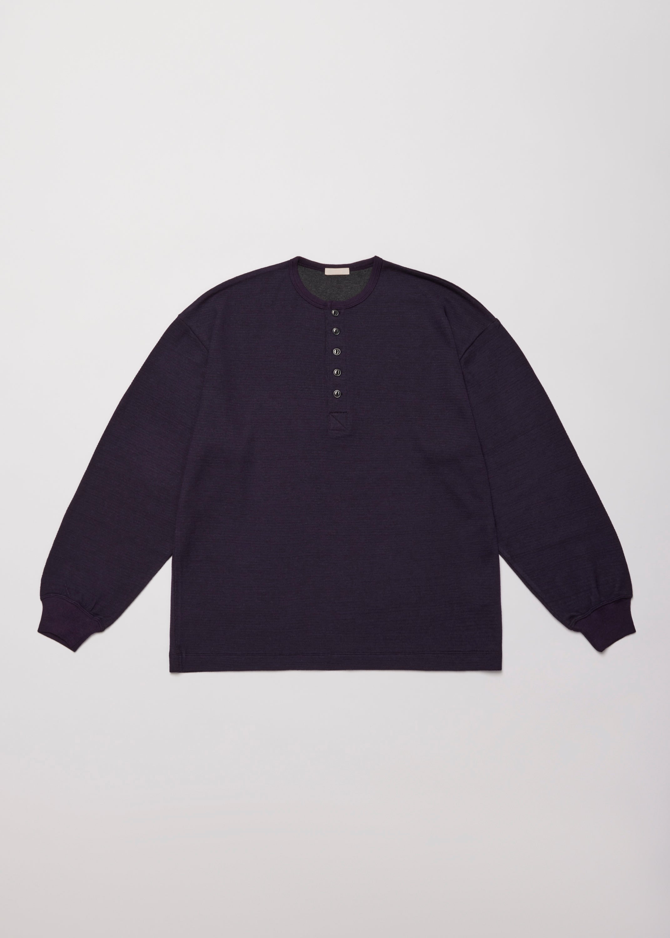 W/C HONEYCOMB HENLEY-NECK TOP