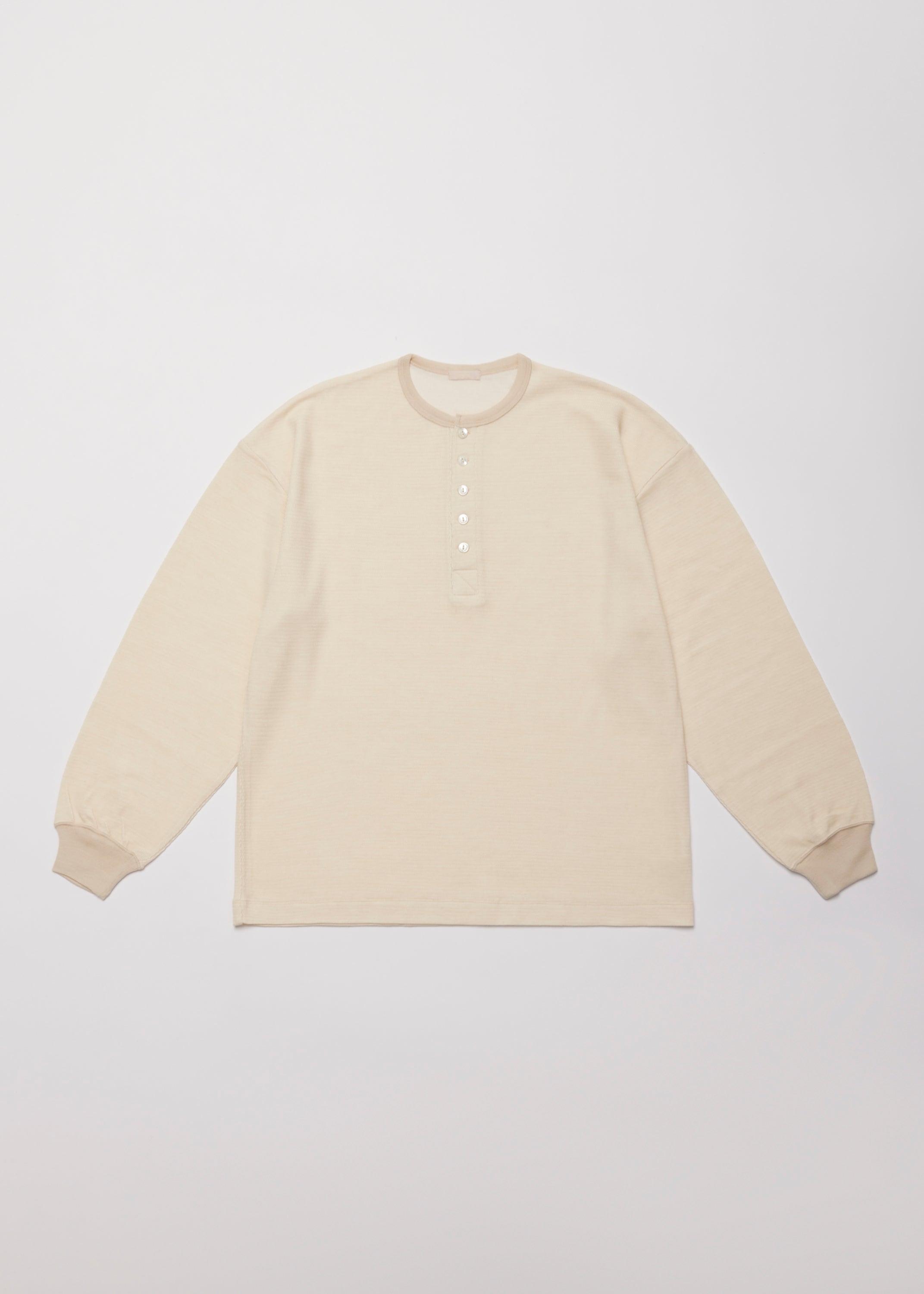 W/C HONEYCOMB HENLEY-NECK TOP