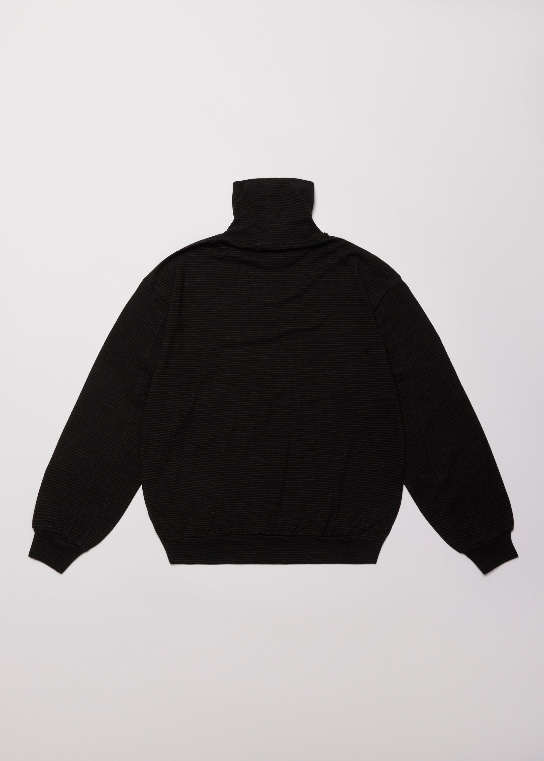 SUPER FINE WOOL COTTON TURTLE-NECK TOP (BORDER STRIPE )