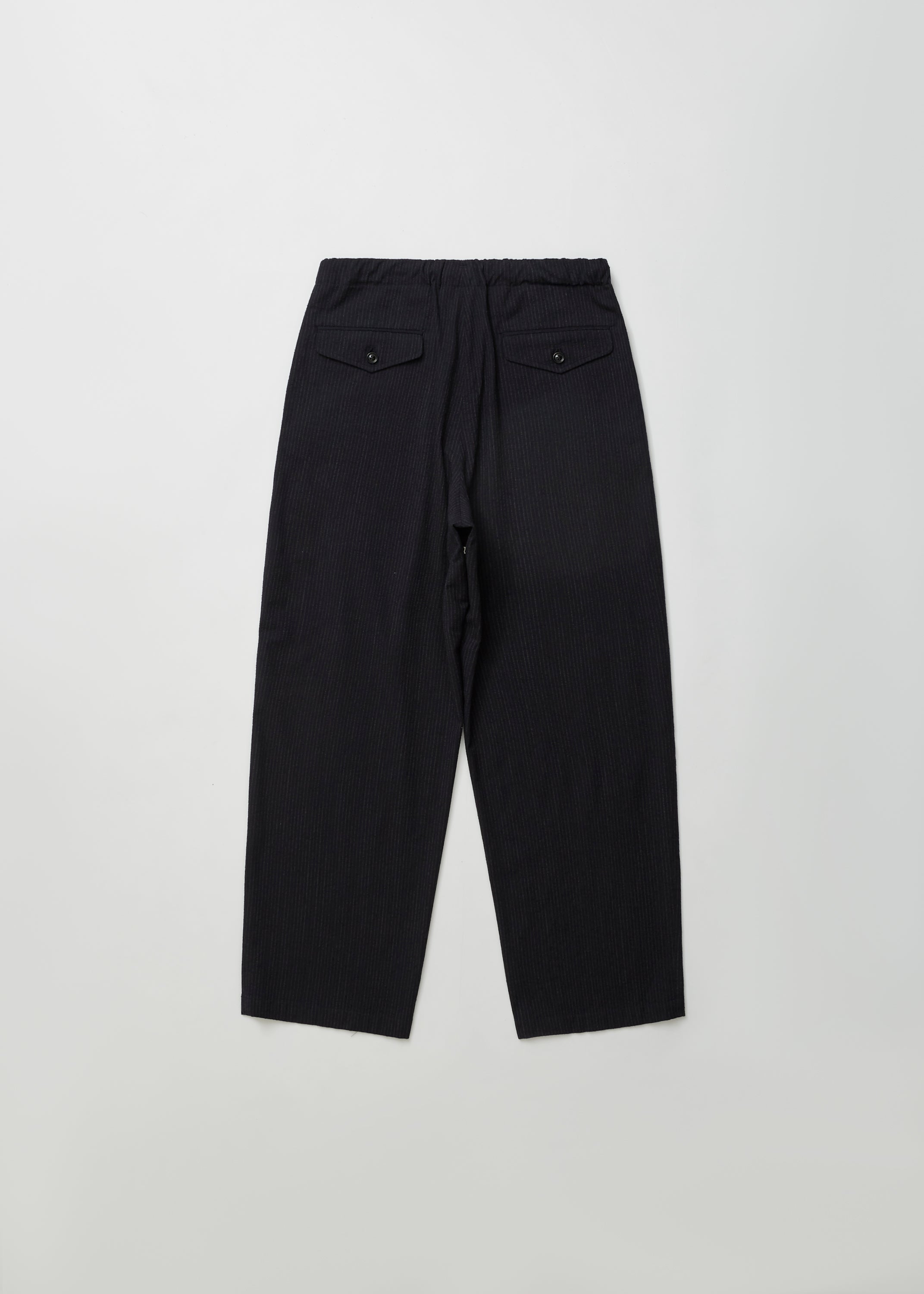 SILK WOOL STRIPED OX DRAWSTRING PANTS