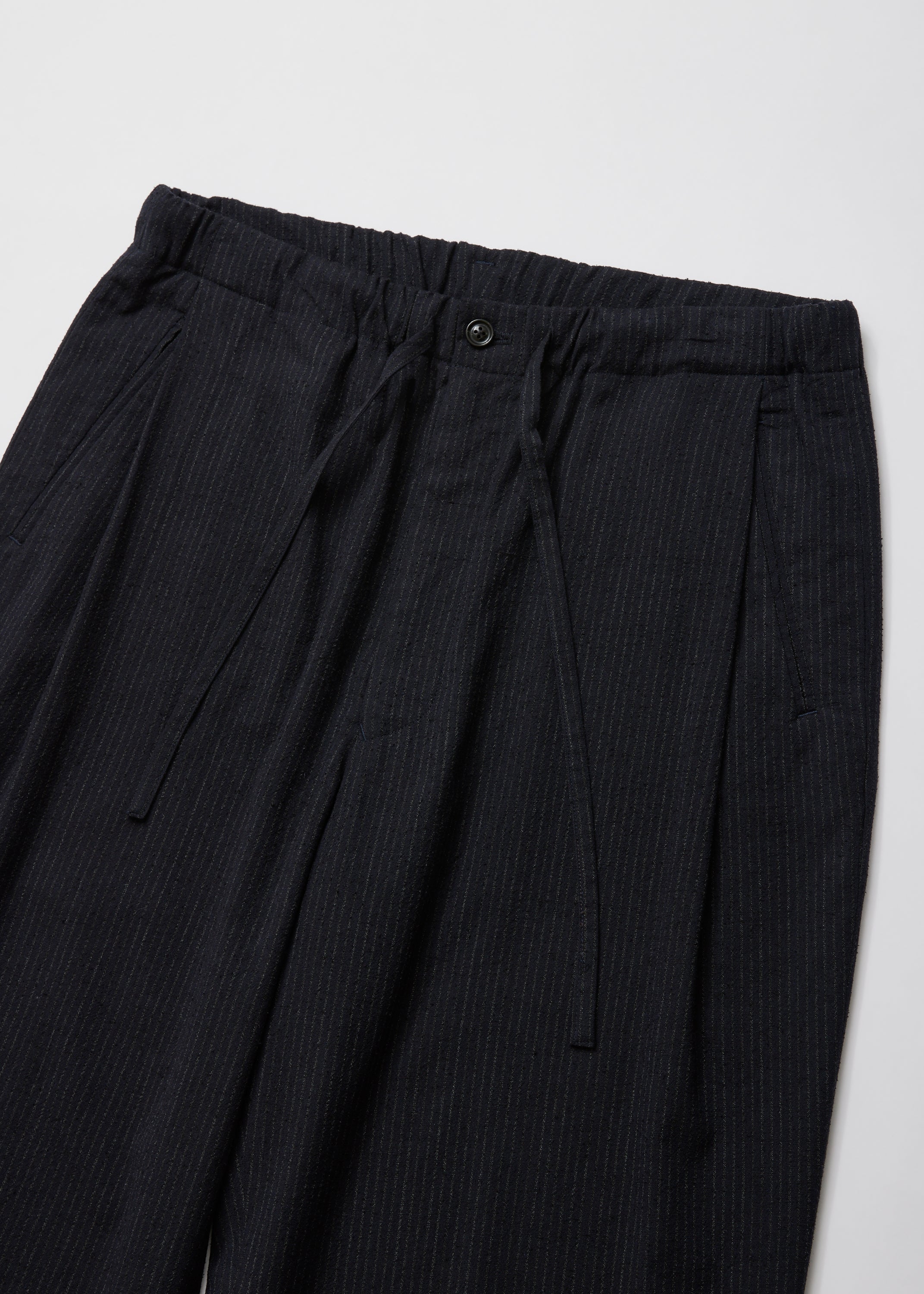 SILK WOOL STRIPED OX DRAWSTRING PANTS