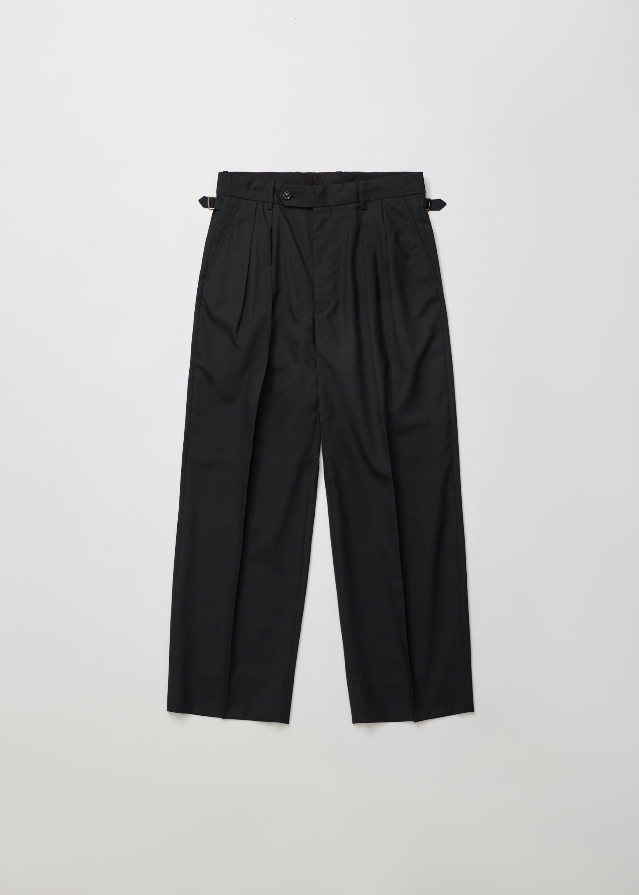 SUPER FINE WOOL TROPICAL TUCKED TROUSERS