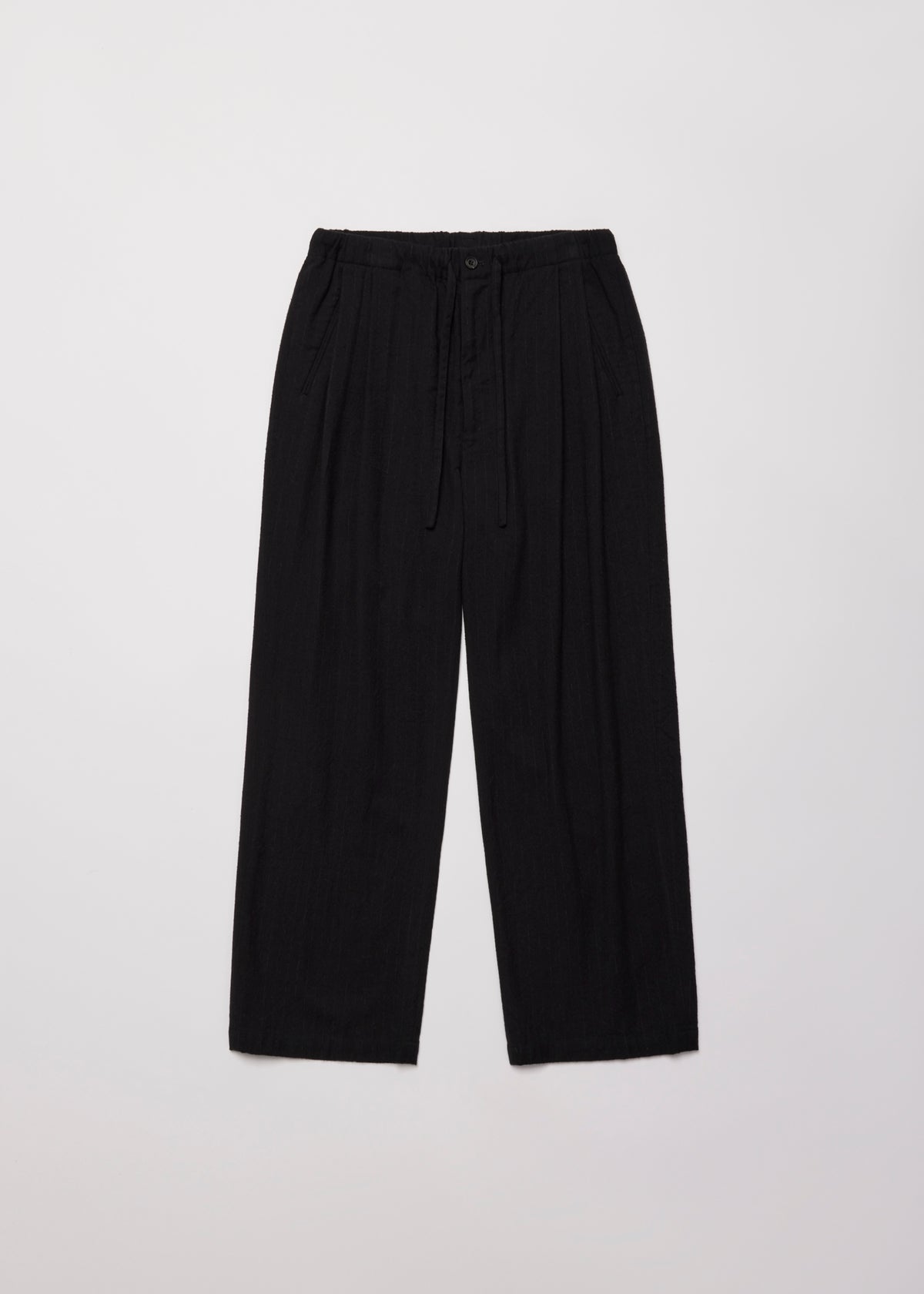 WASHED W/S STRIPE DRAWSTRING WIDE PANTS