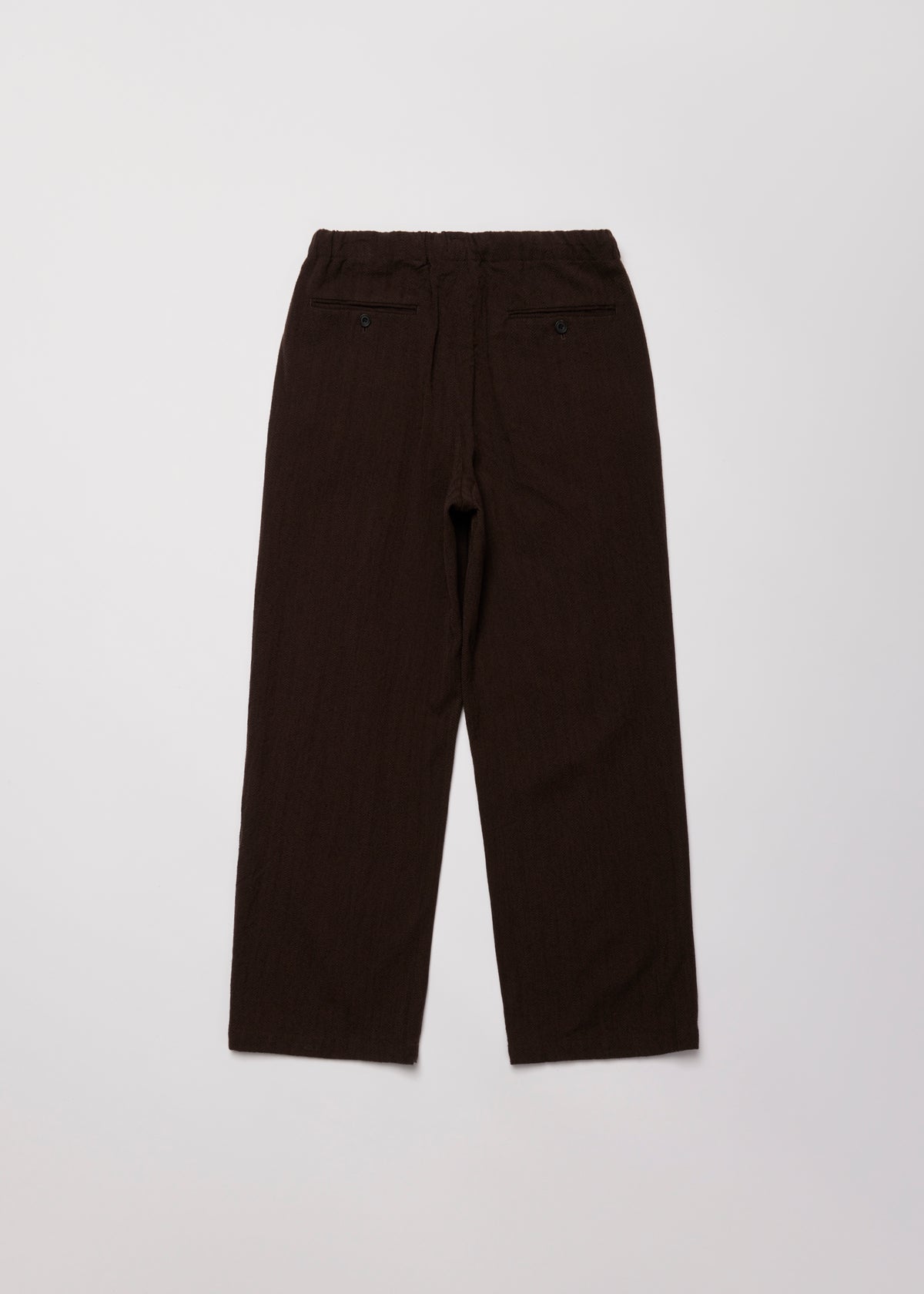 WASHED W/S HERRINGBONE DRAWSTRING WIDE PANTS
