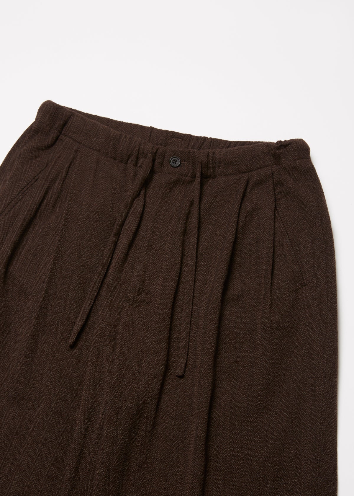 WASHED W/S HERRINGBONE DRAWSTRING WIDE PANTS