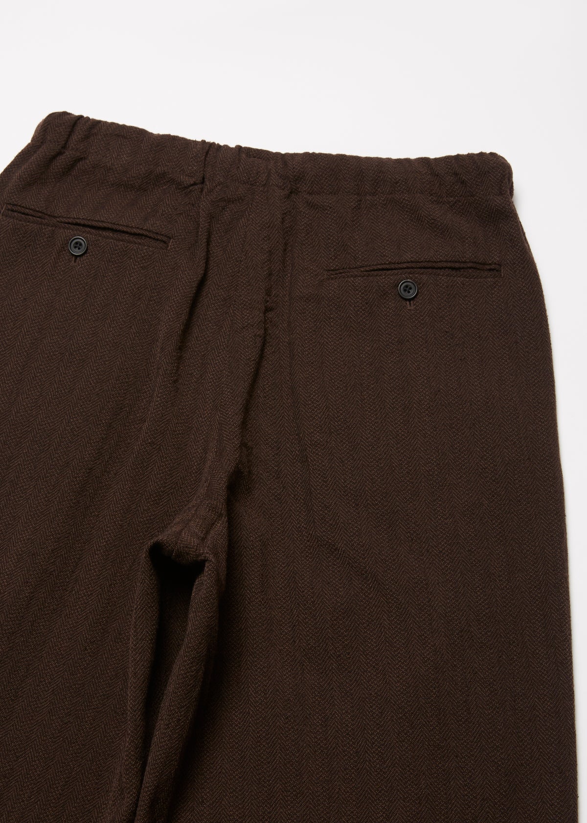 WASHED W/S HERRINGBONE DRAWSTRING WIDE PANTS