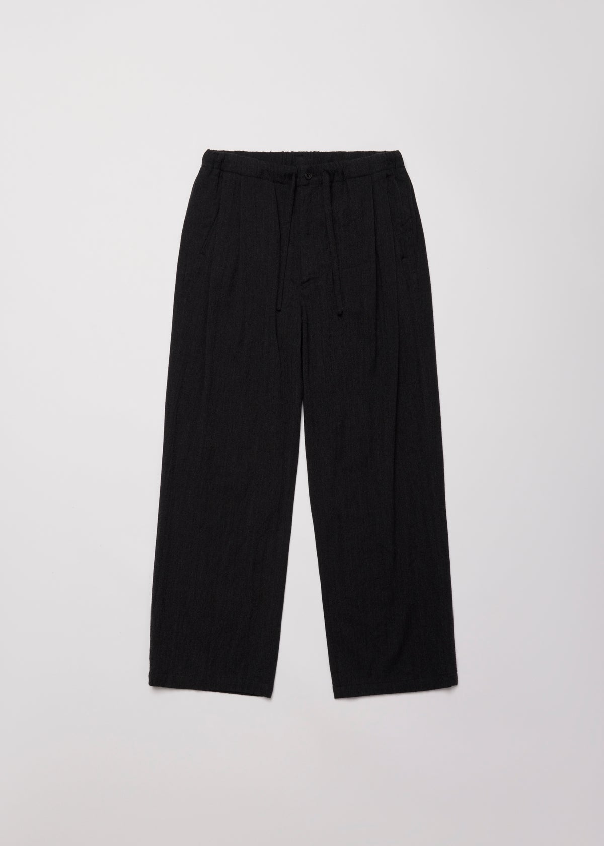 WASHED W/S HERRINGBONE DRAWSTRING WIDE PANTS